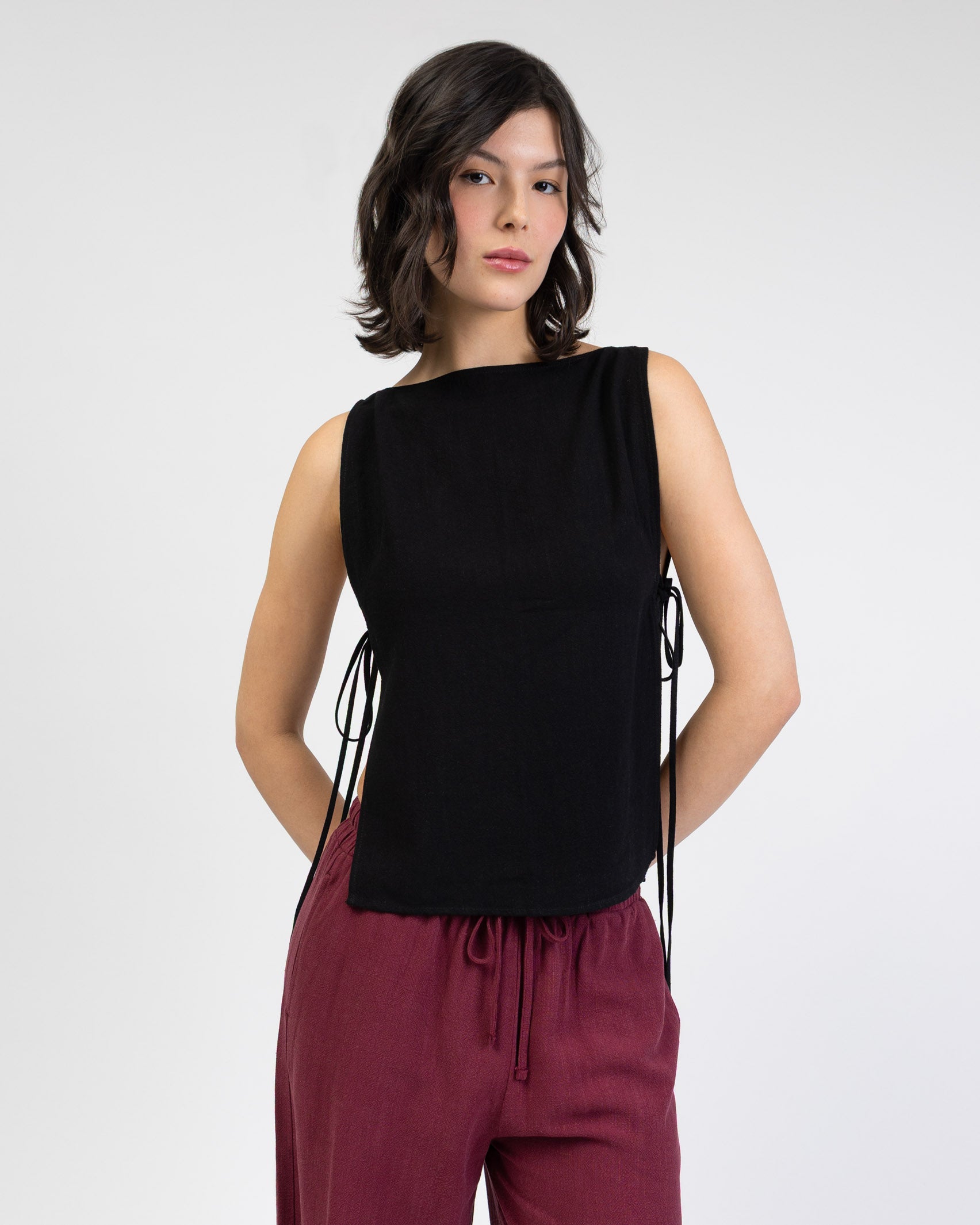 Top zum Binden aus Leinen-Mix