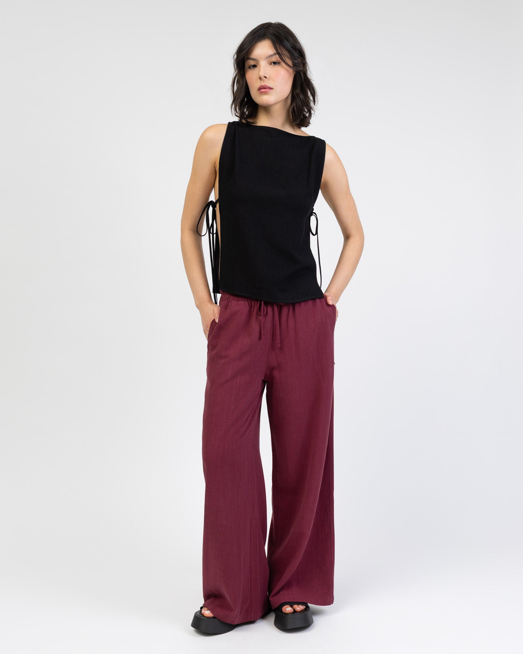 Top zum Binden aus Leinen-Mix