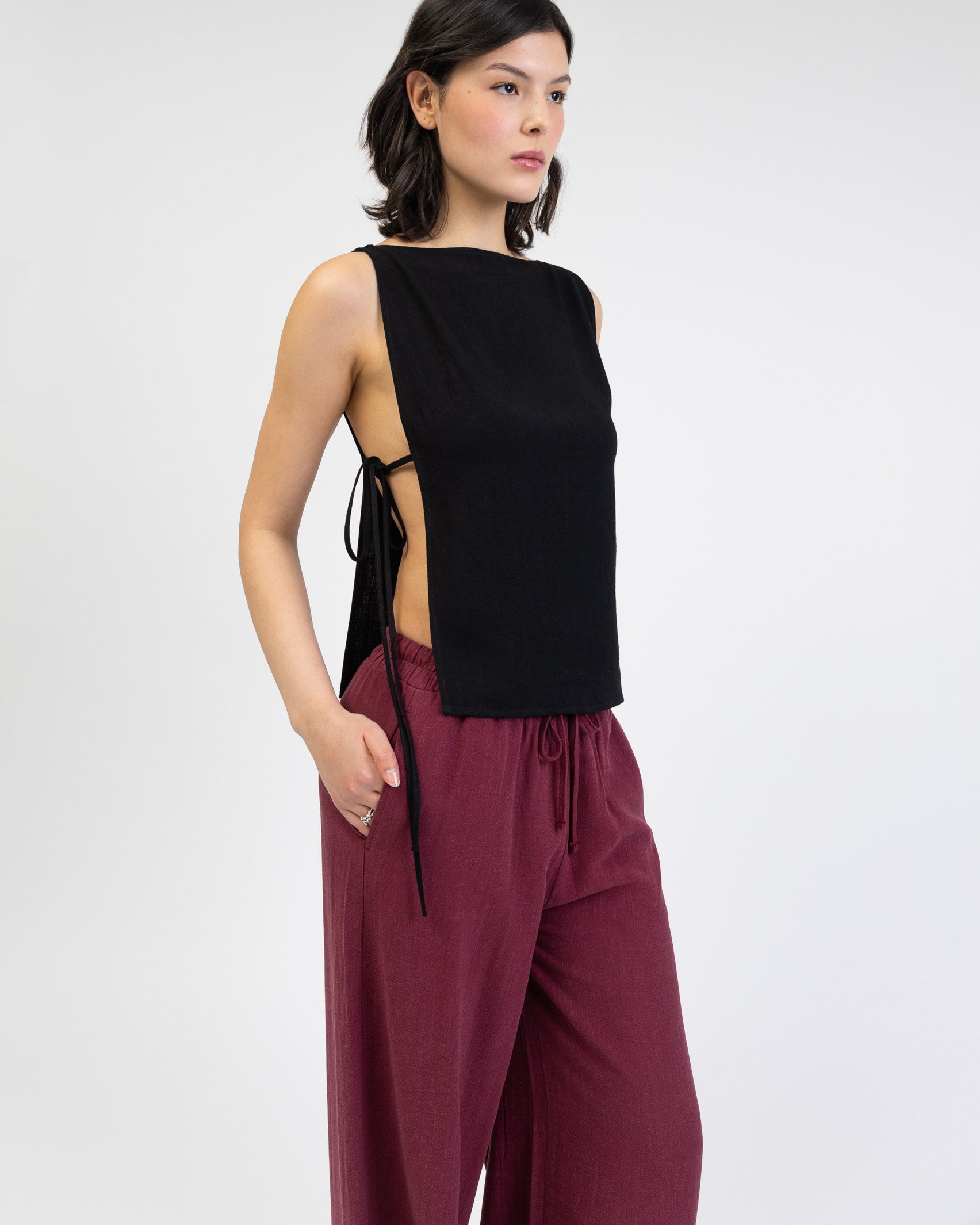 Top zum Binden aus Leinen-Mix