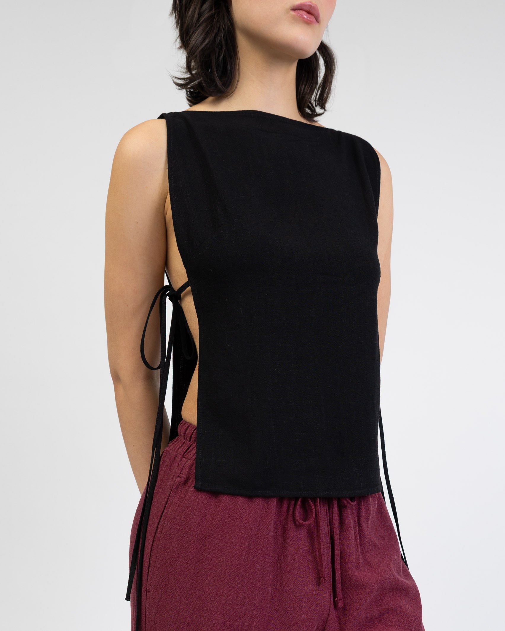 Top zum Binden aus Leinen-Mix