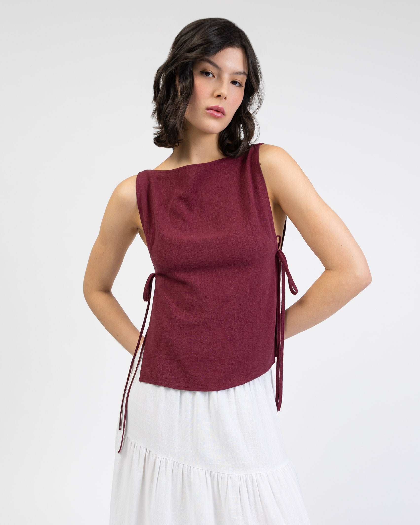 Top zum Binden aus Leinen-Mix