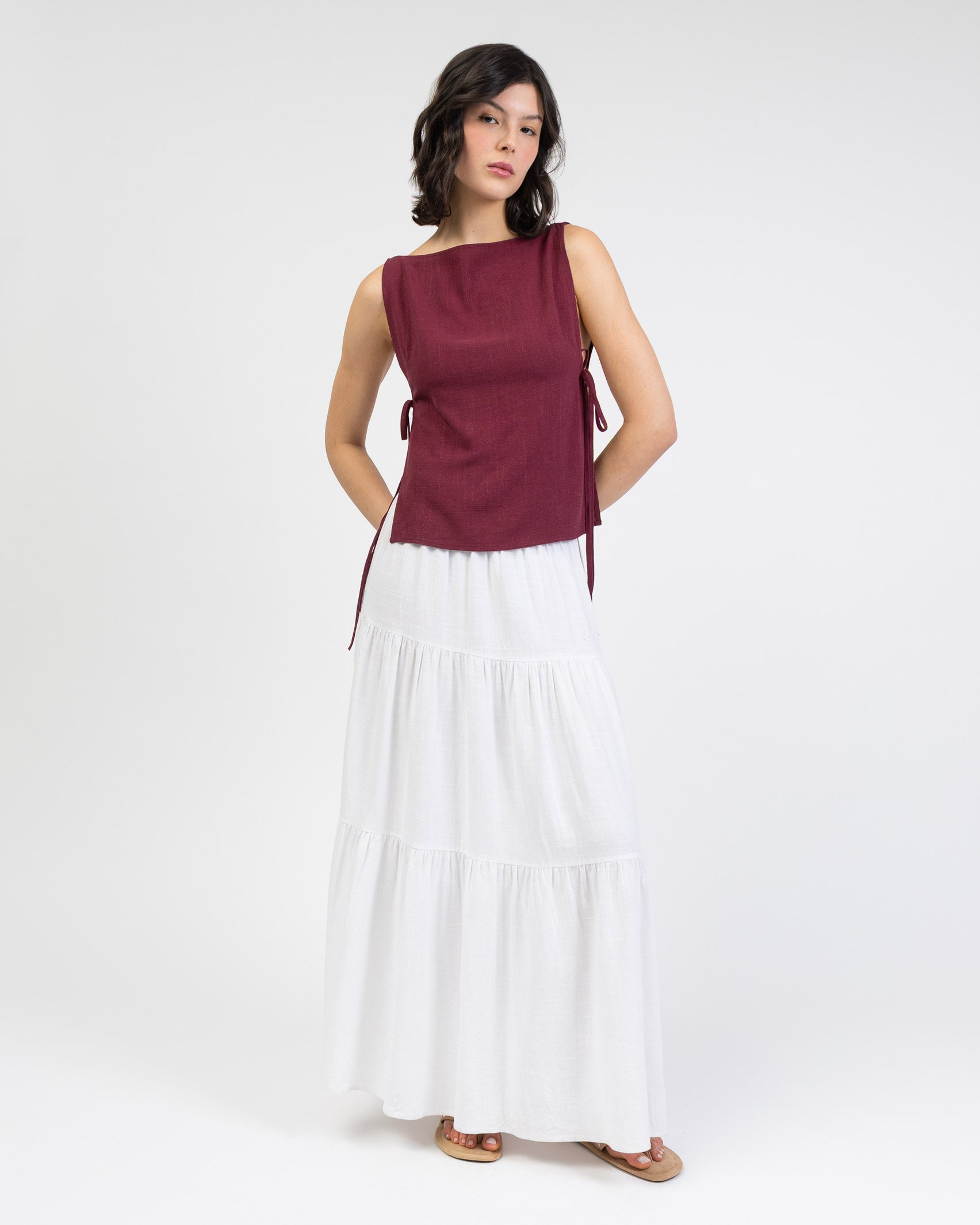 Top zum Binden aus Leinen-Mix