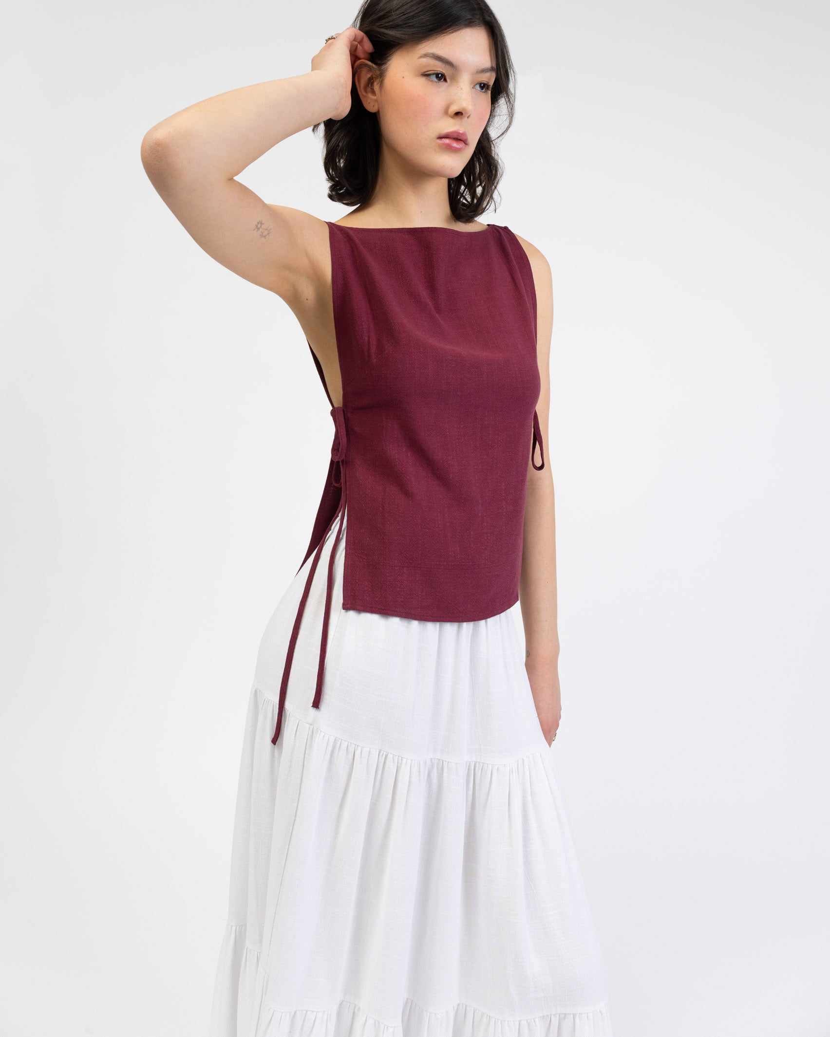 Top zum Binden aus Leinen-Mix