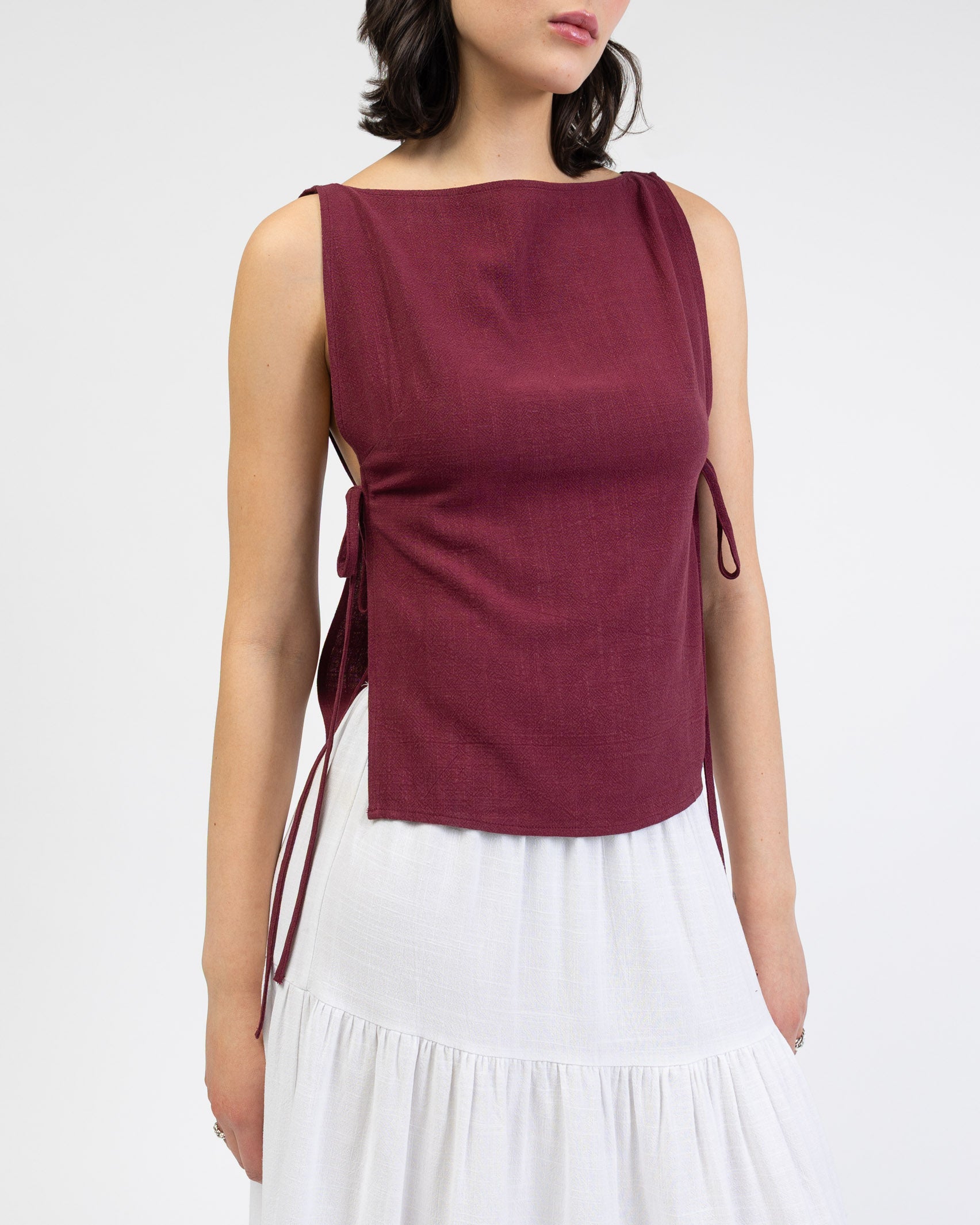 Top zum Binden aus Leinen-Mix