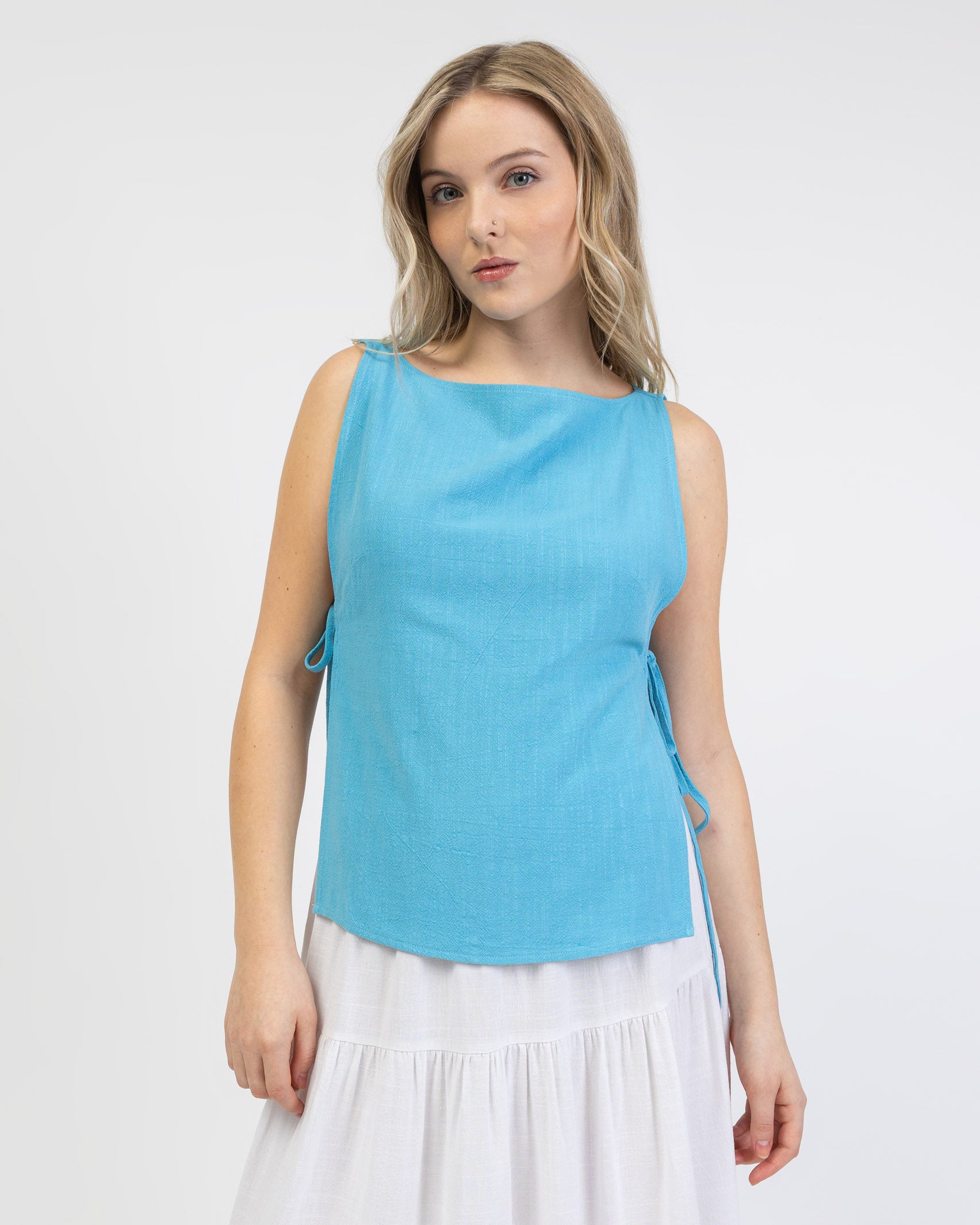 Top zum Binden aus Leinen-Mix