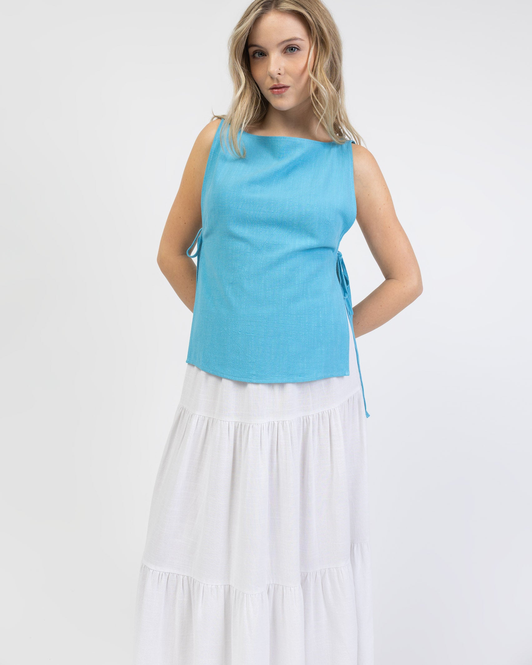 Top zum Binden aus Leinen-Mix