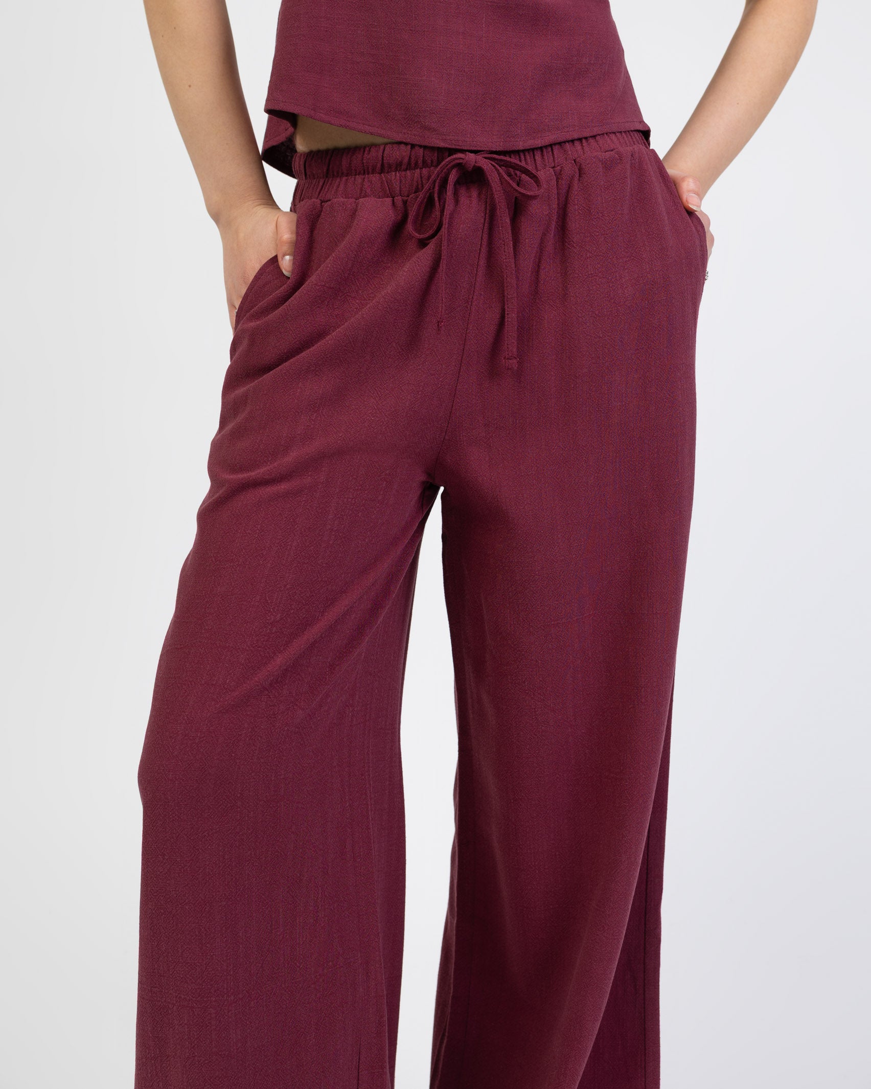 Lockere Hose aus Leinen-Mix