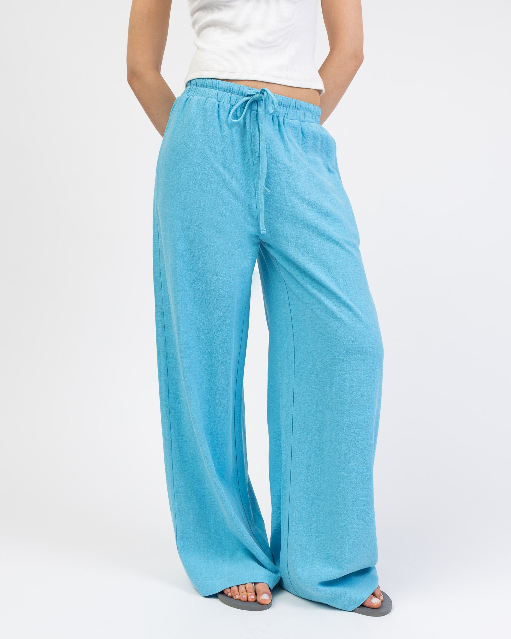 Lockere Hose aus Leinen-Mix