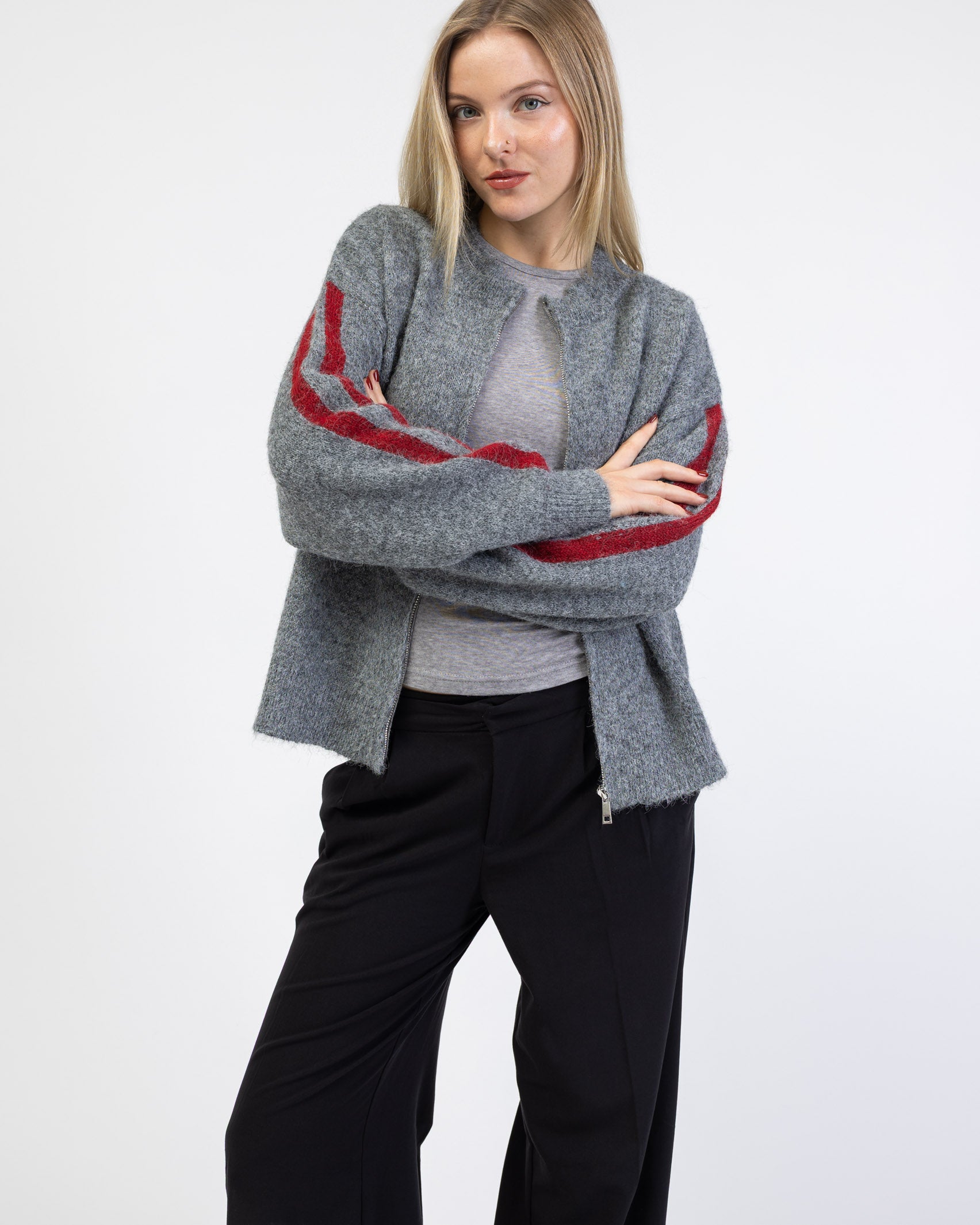 Strickjacke mit Streifendetails