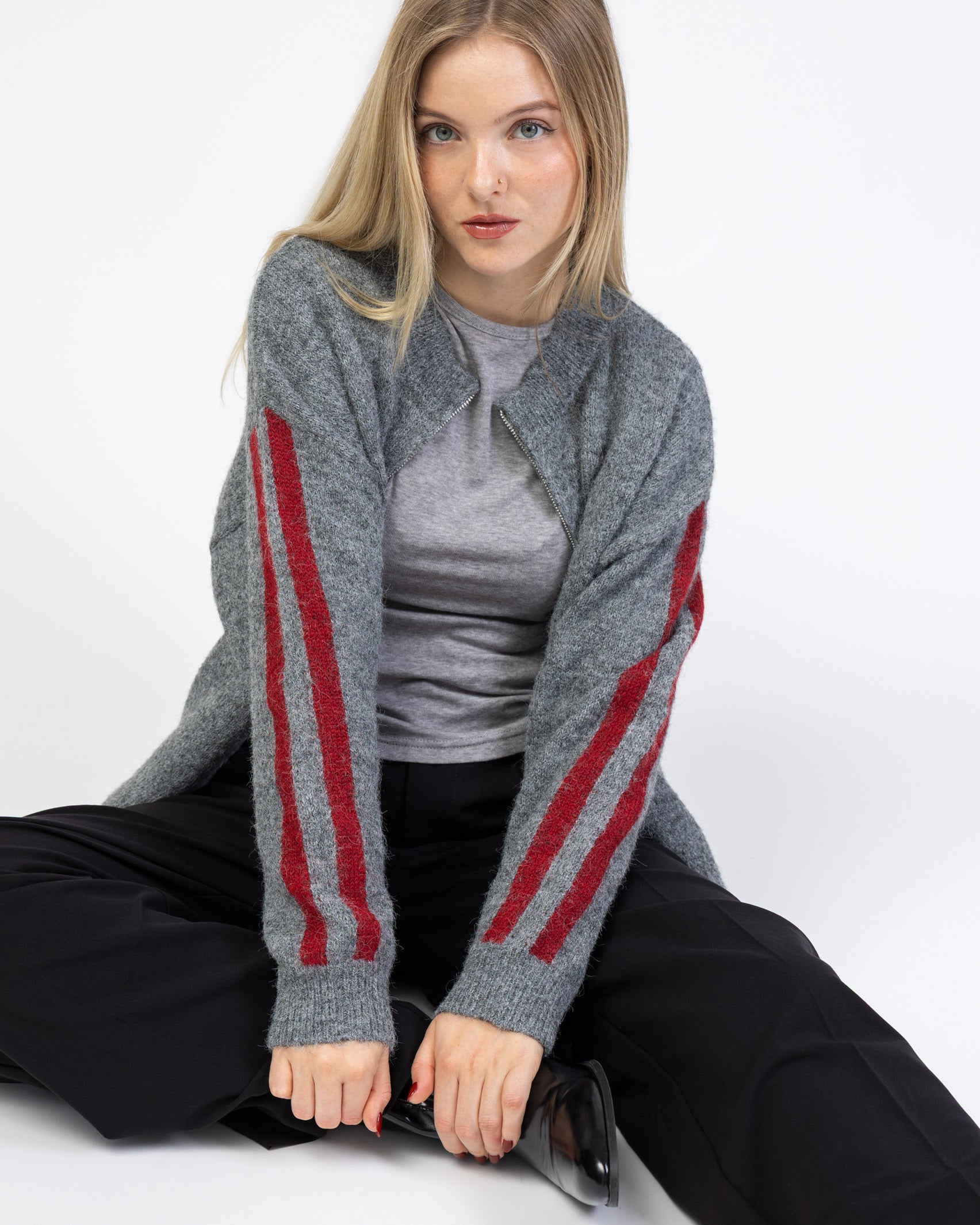 Strickjacke mit Streifendetails