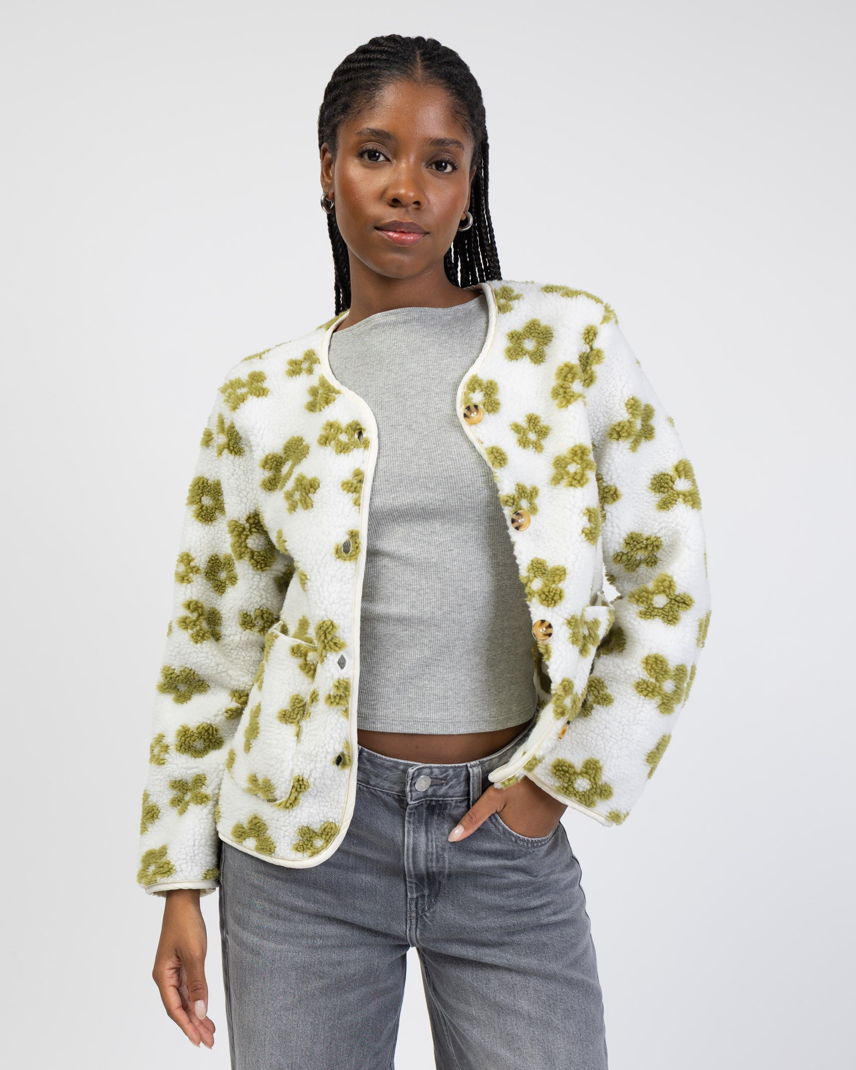 Teddyjacke mit Blumenprint