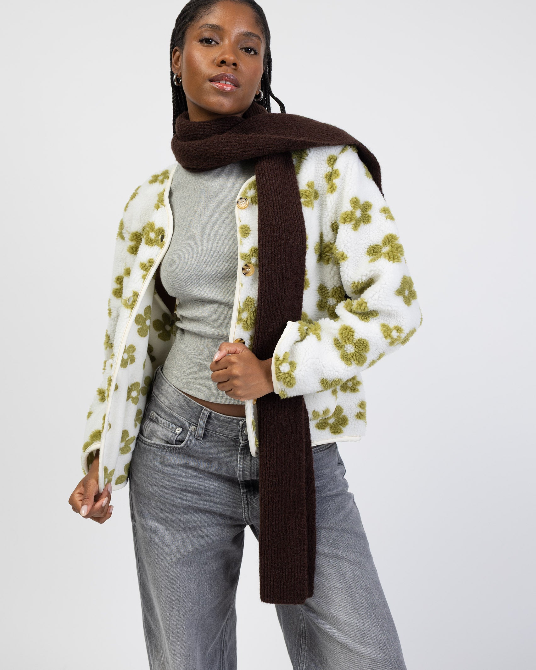 Teddyjacke mit Blumenprint