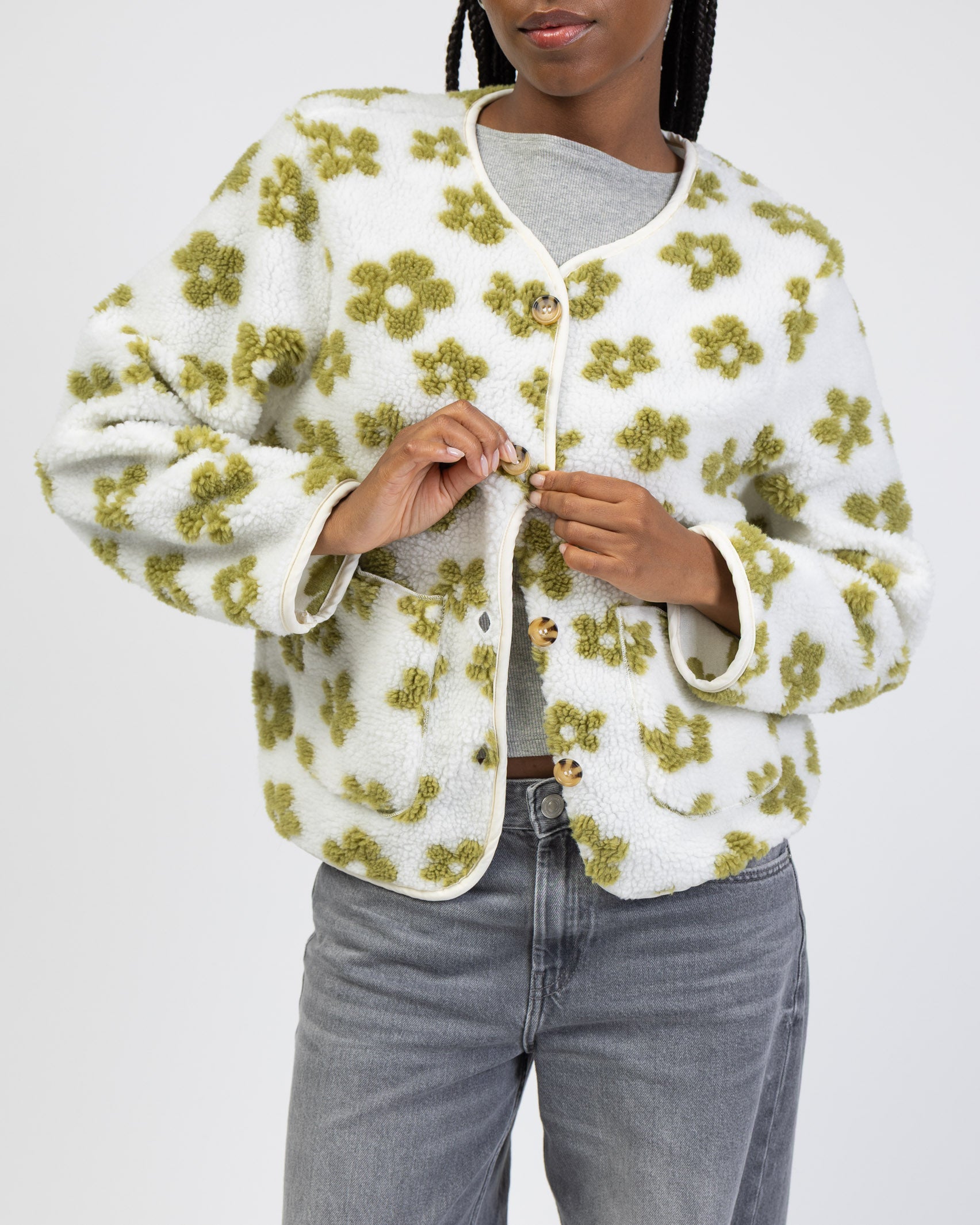 Teddyjacke mit Blumenprint