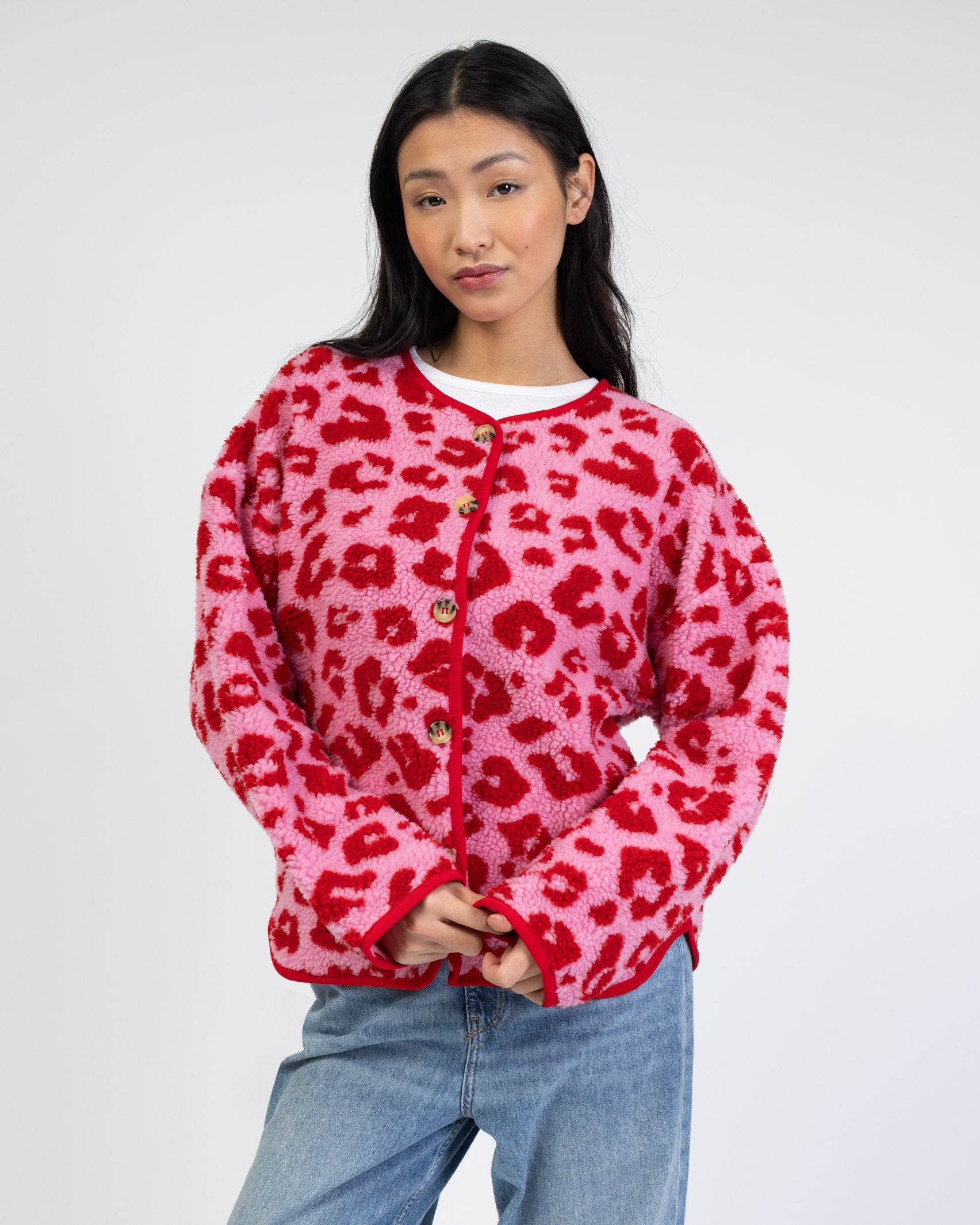 Teddyjacke mit Leoprint