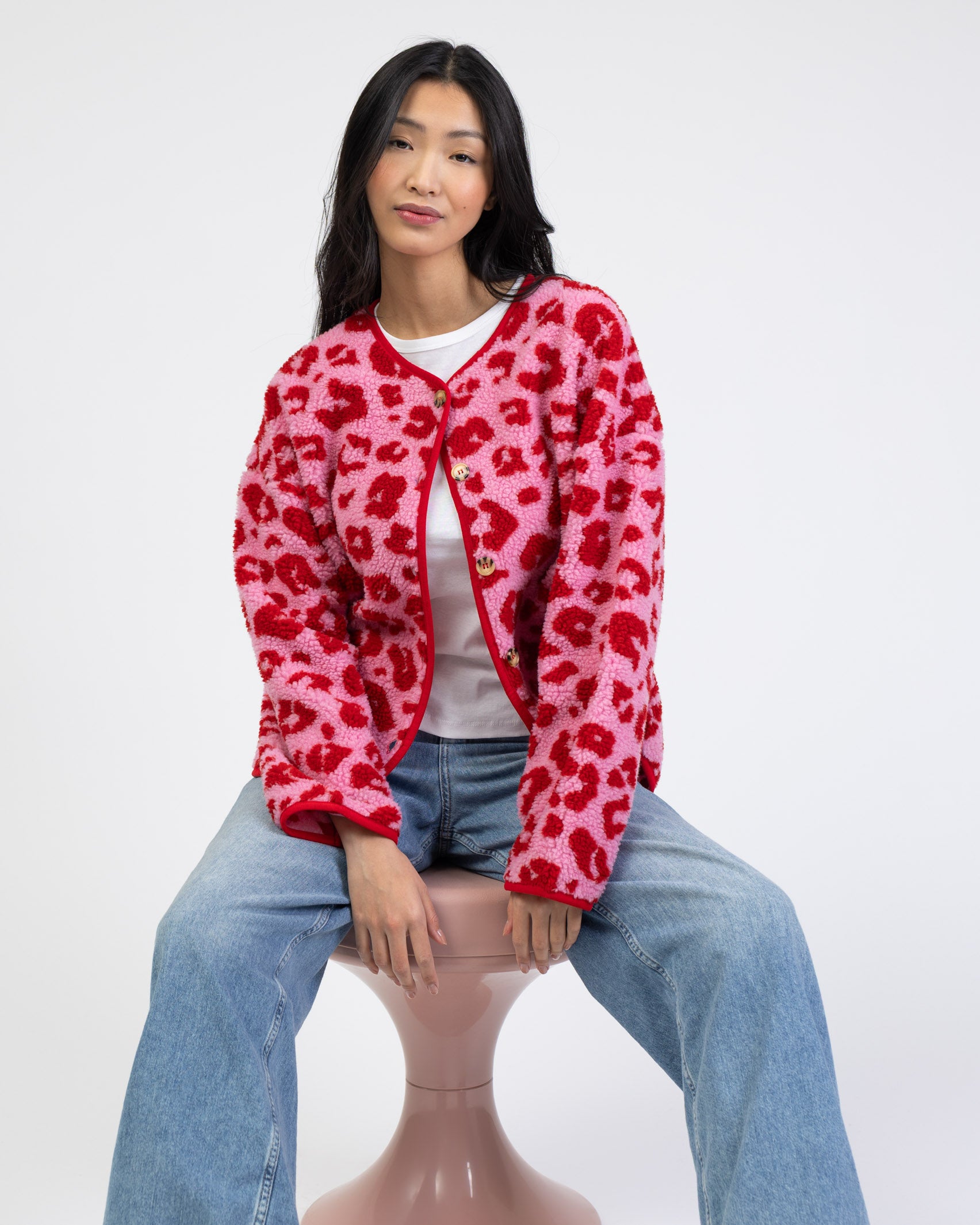 Teddyjacke mit Leoprint