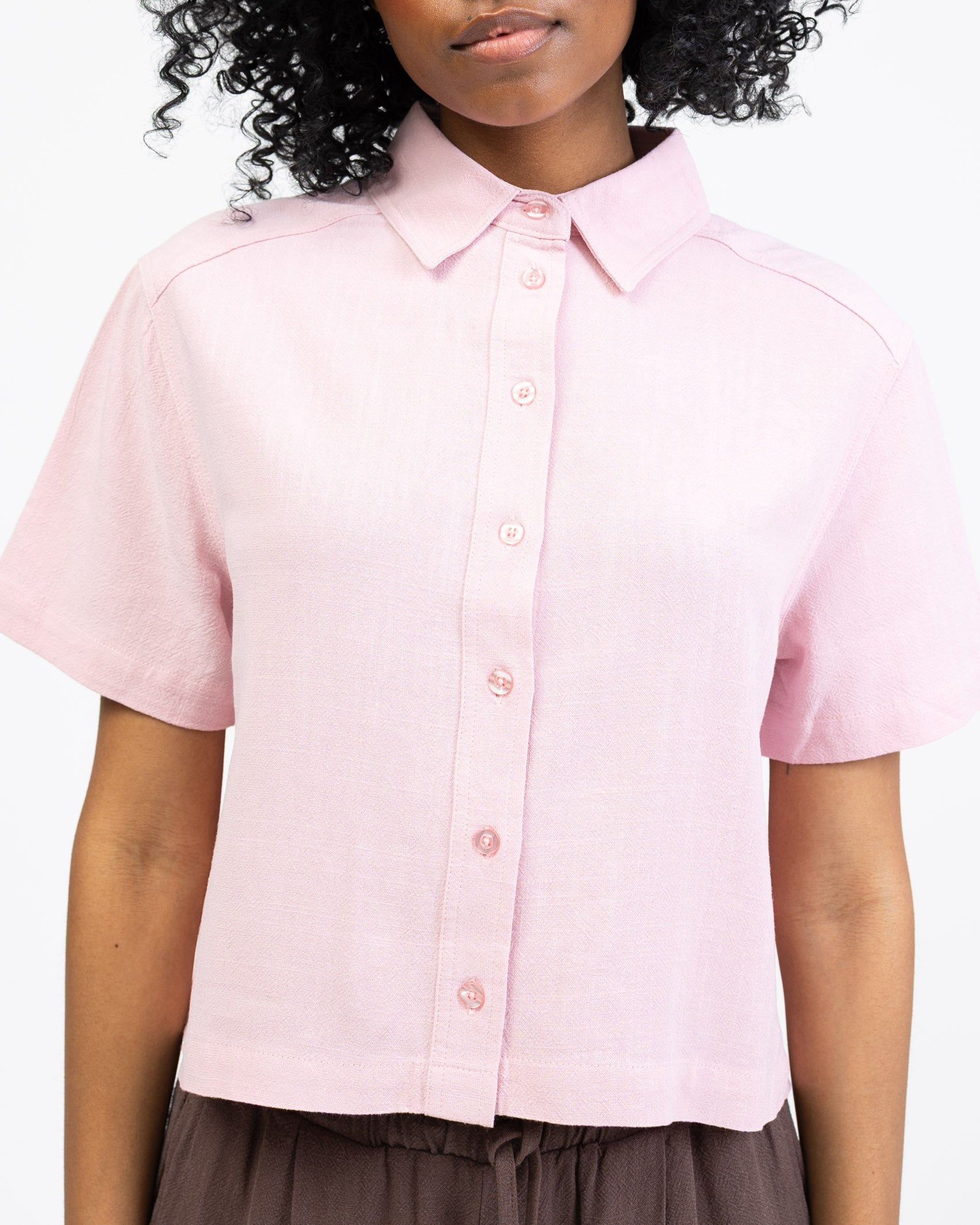 Crop Bluse aus Leinen-Mix