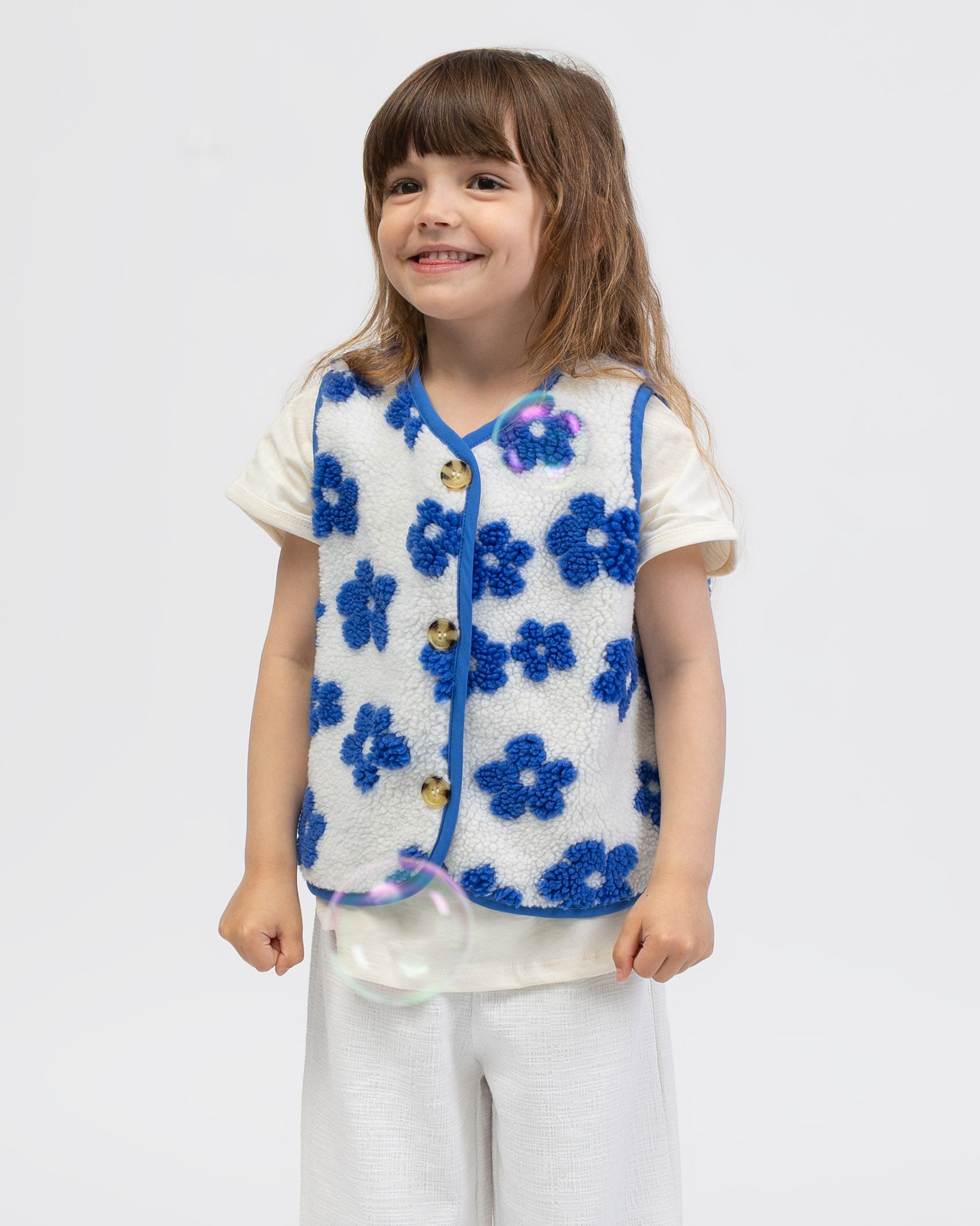 Teddy Kinderweste mit Blumenprint