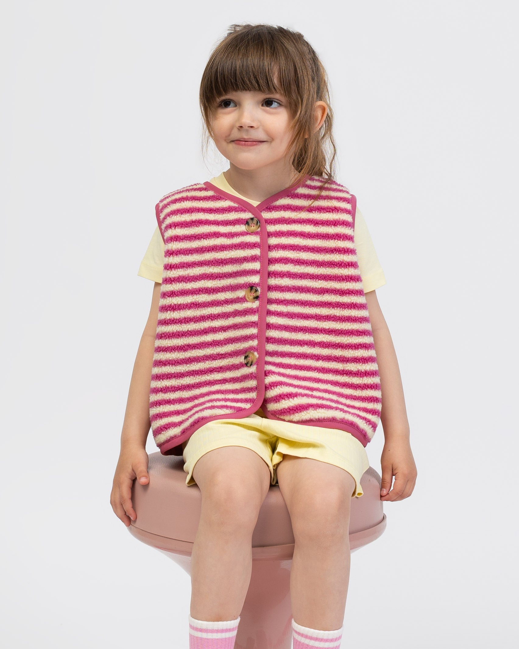 Teddy Kinderweste mit Streifenprint