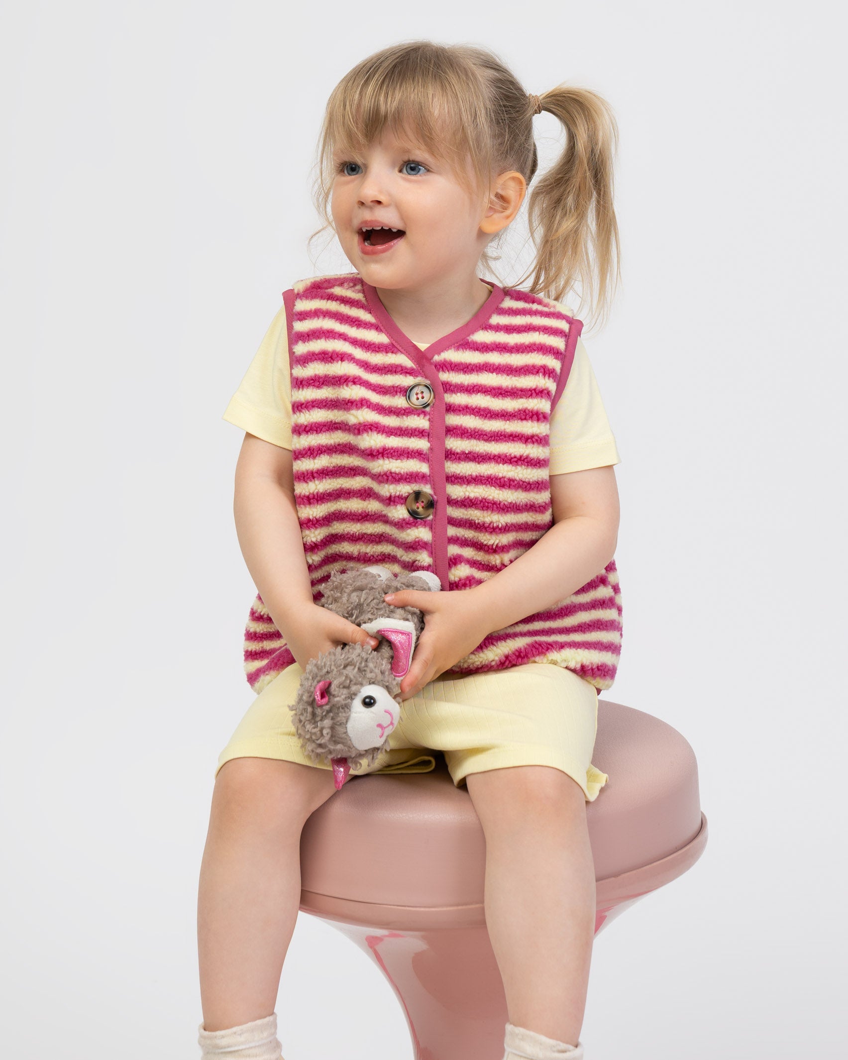 Teddy Kinderweste mit Streifenprint