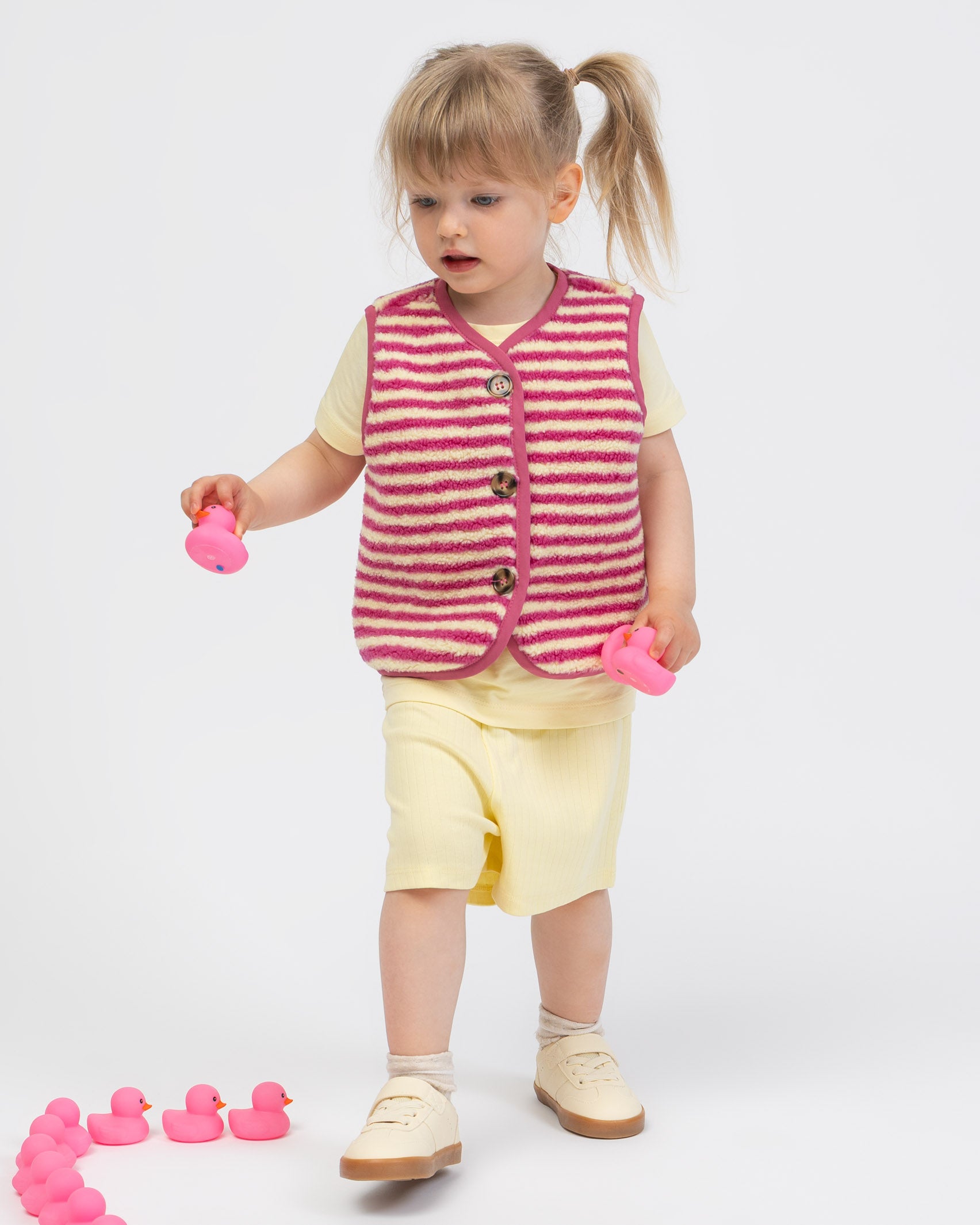 Teddy Kinderweste mit Streifenprint