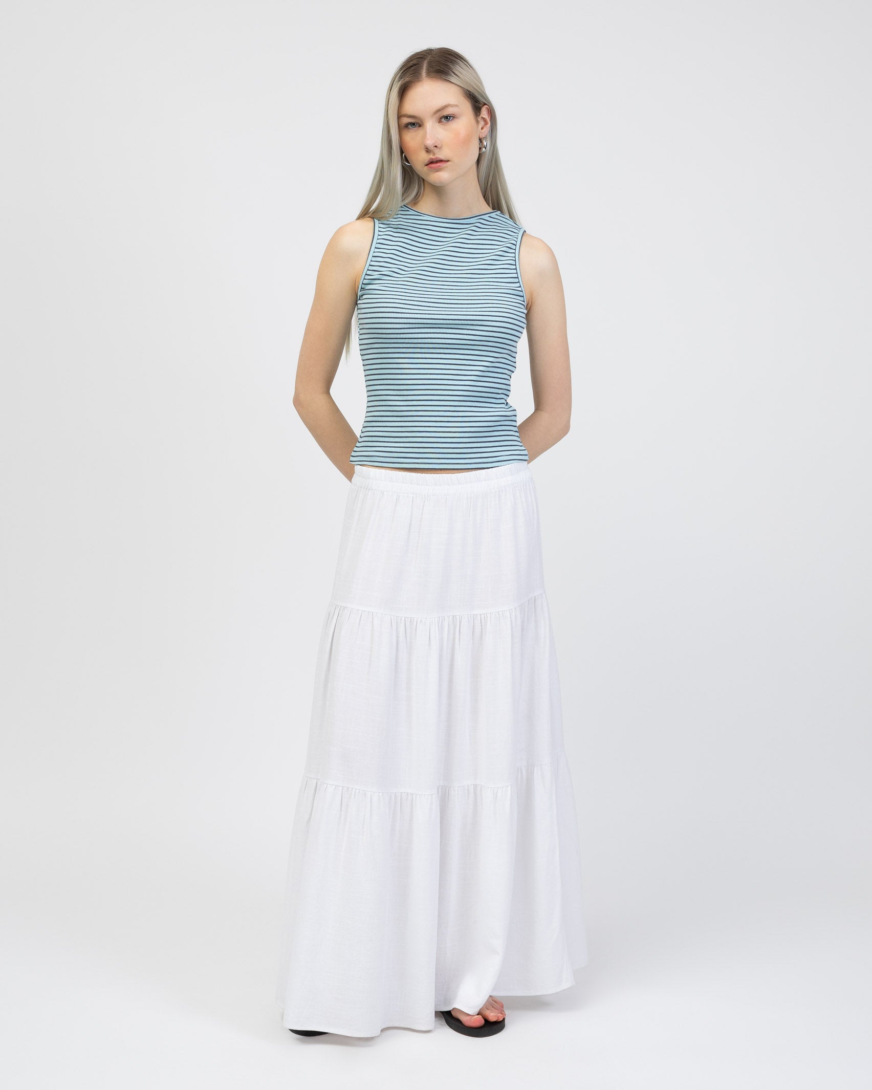 Gestreiftes Top mit U-Boot Ausschnitt