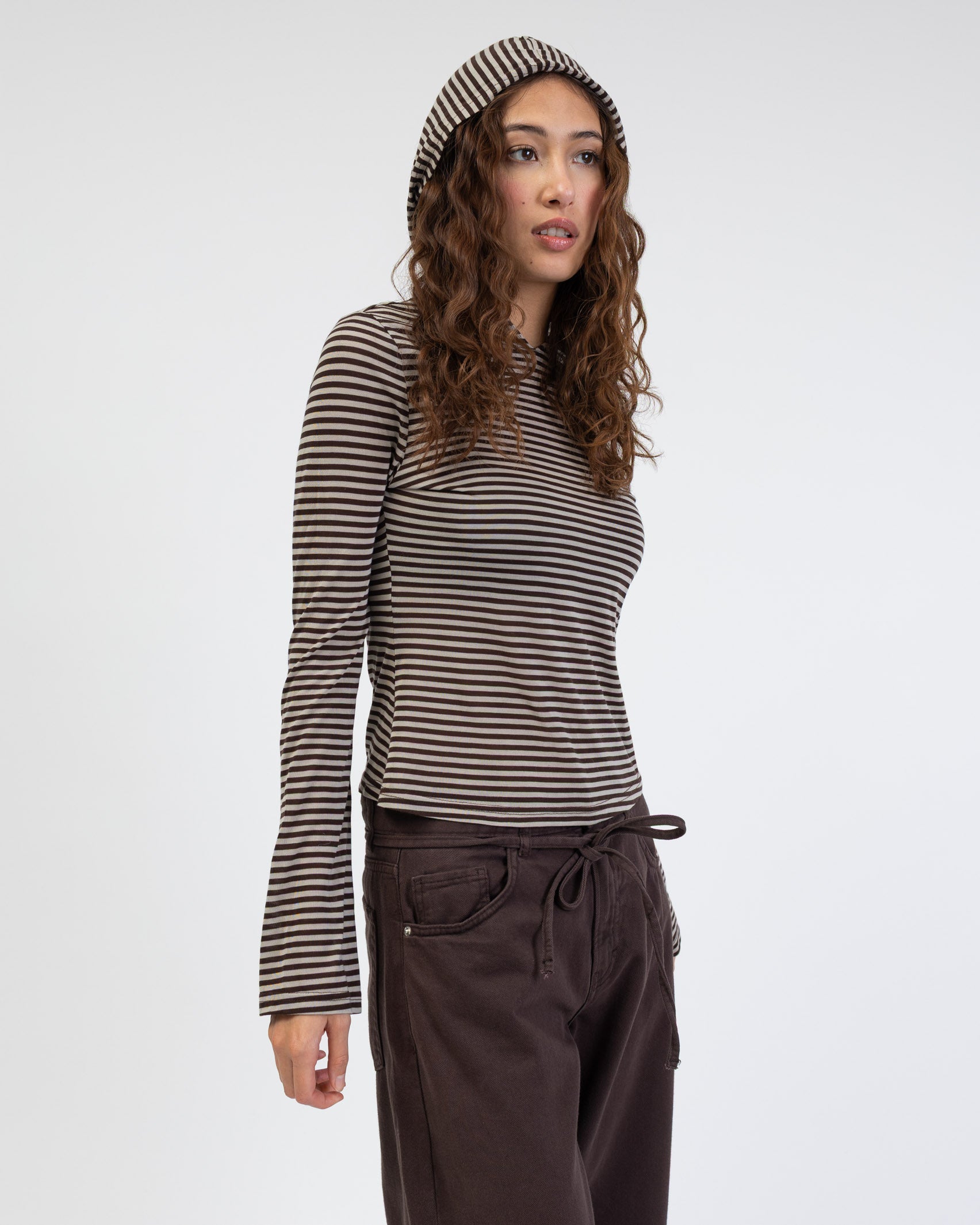 Gestreiftes Longshirt mit Kapuze