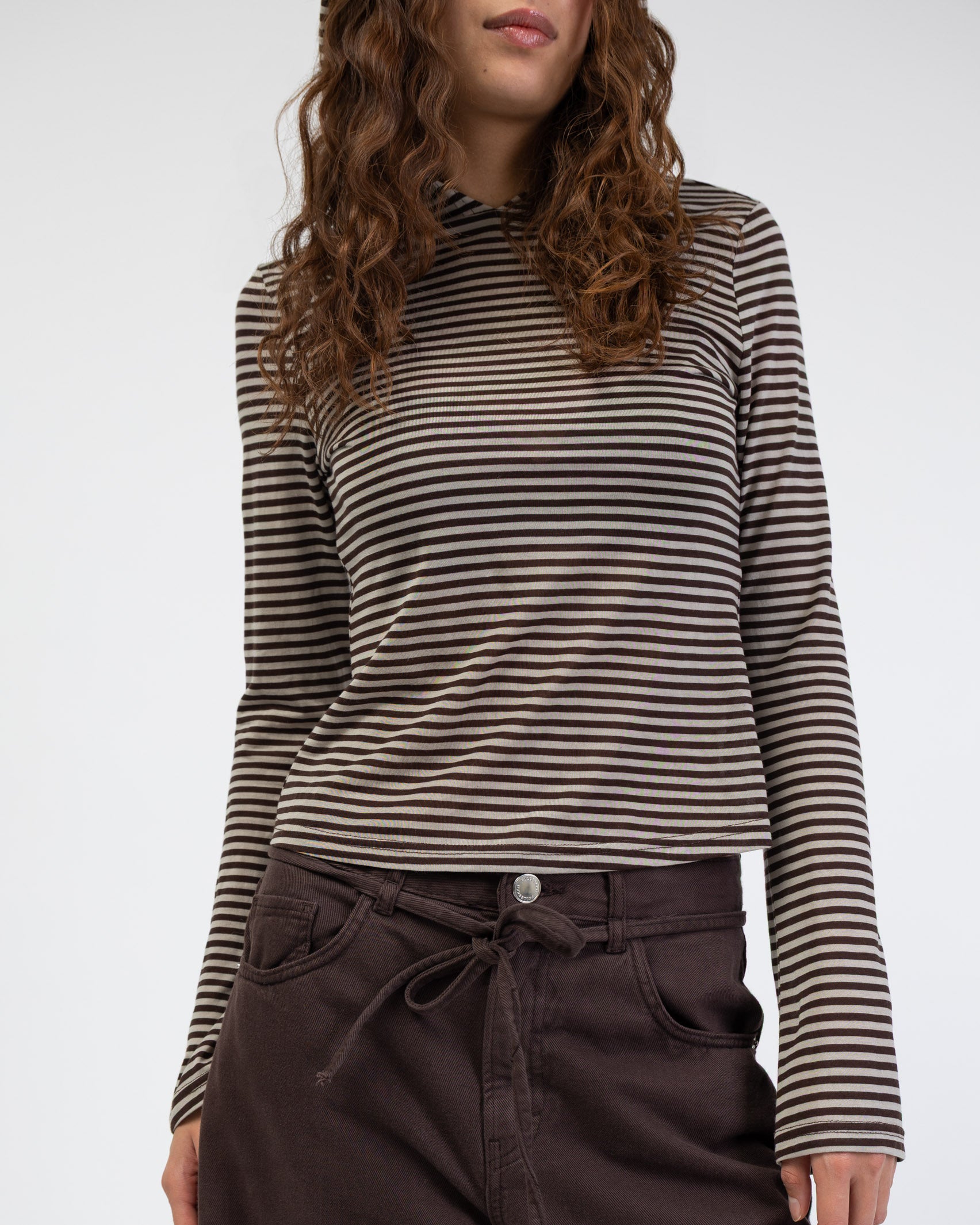 Gestreiftes Longshirt mit Kapuze