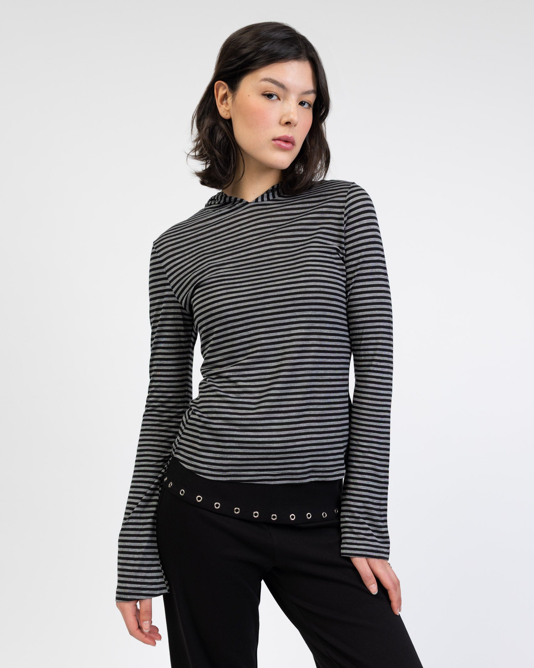 Gestreiftes Longshirt mit Kapuze