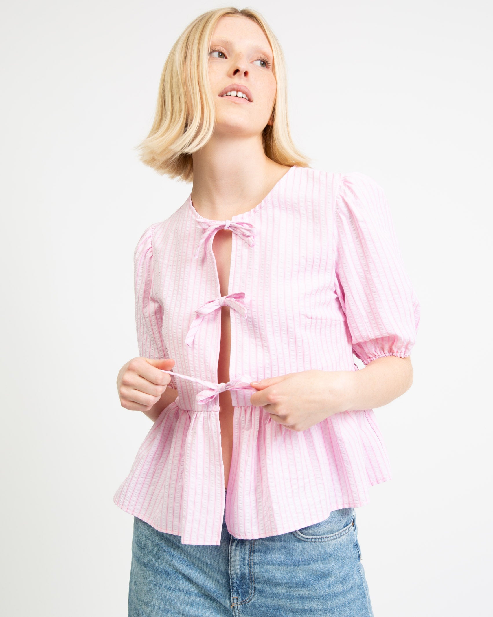 Gestreifte Peplum-Bluse-Broke+Schön