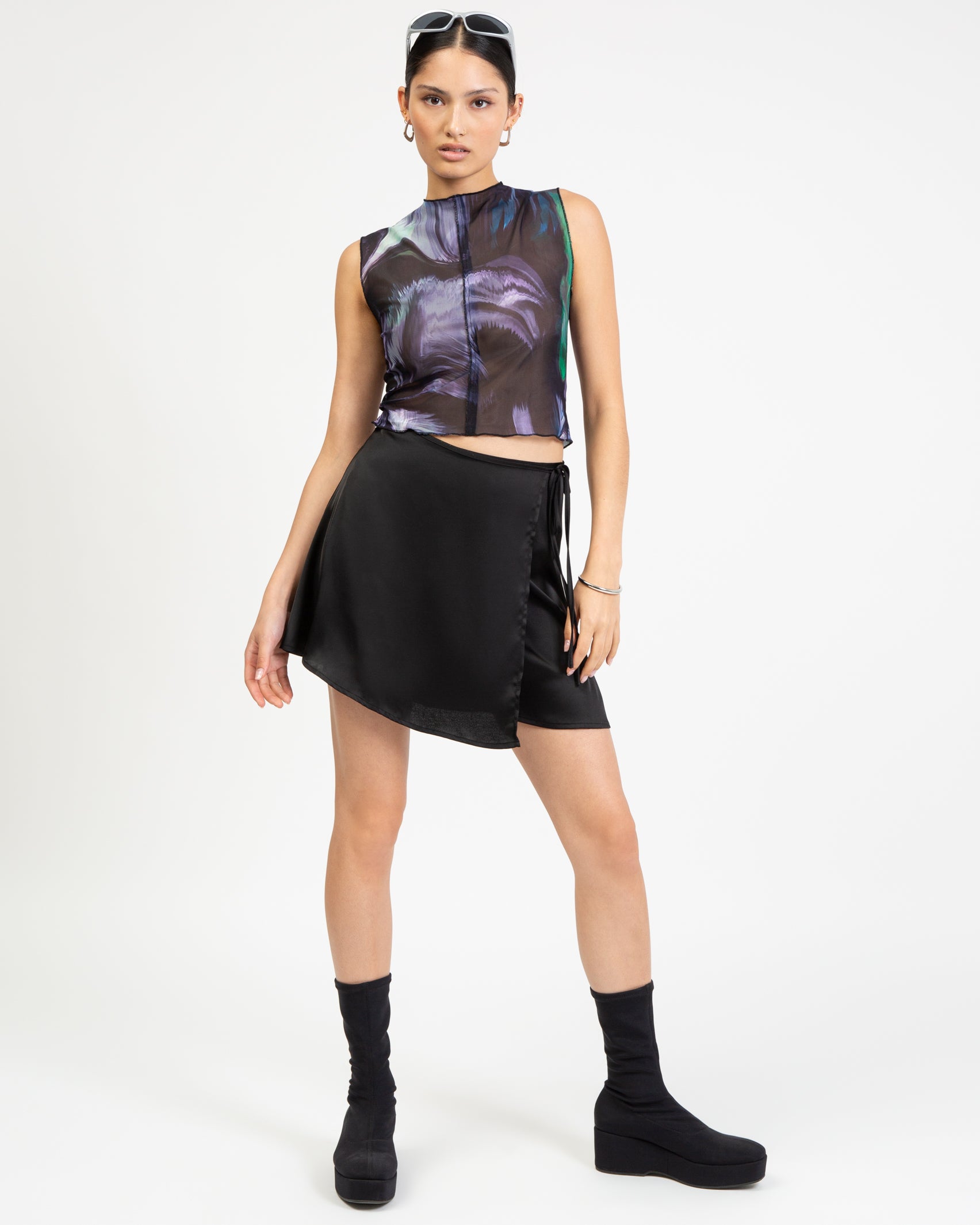 Mesh Top mit lila Farbverlauf