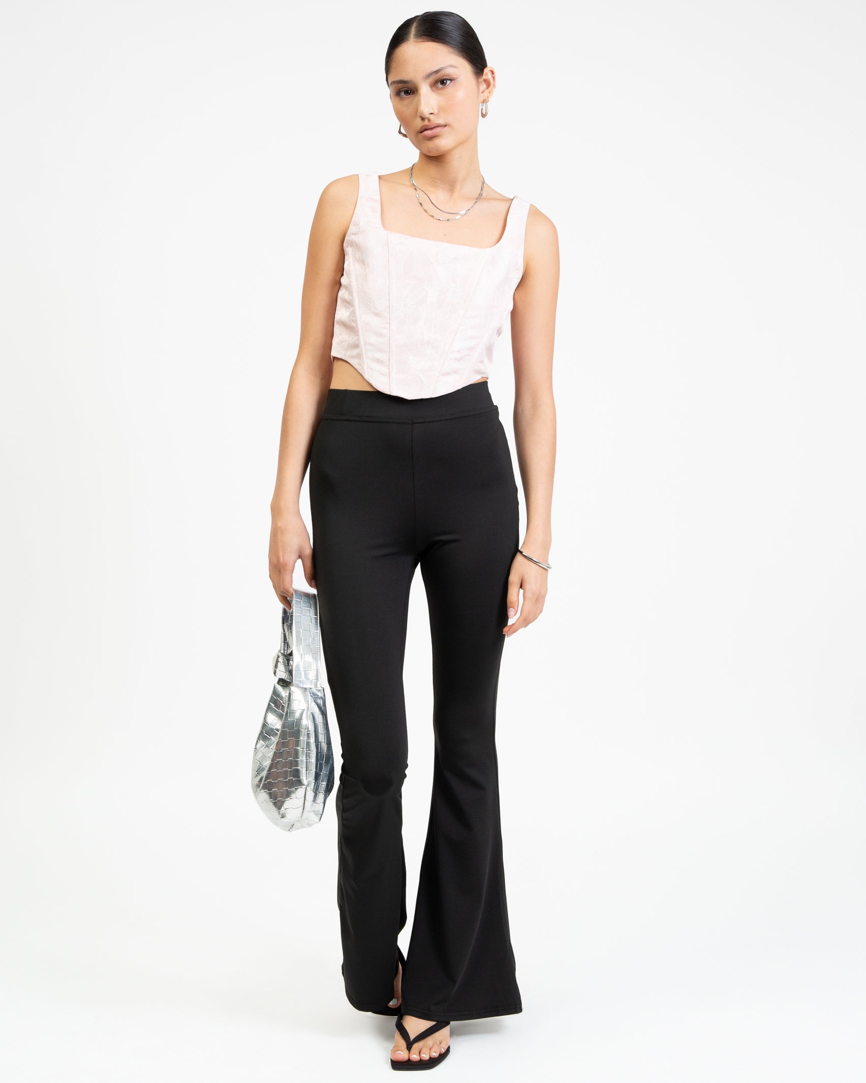 Corsagen Top mit schimmerndem Blumenmuster