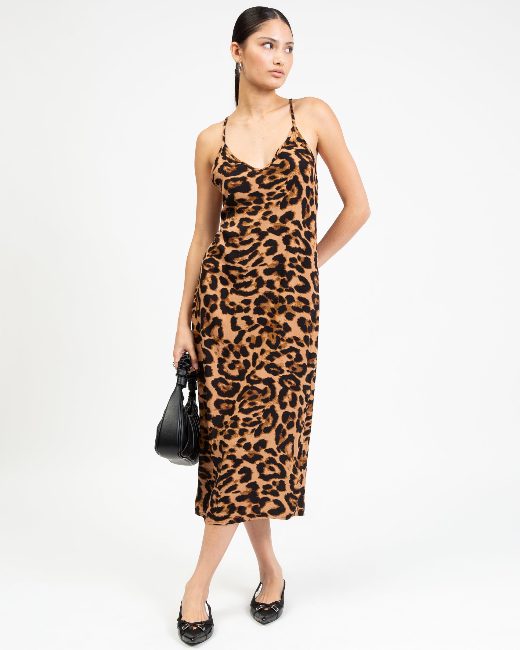 Midi Kleid mit Leoprint