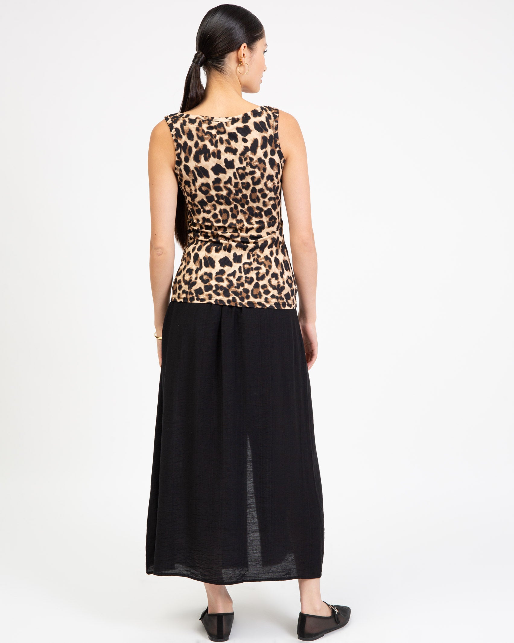 Geripptes Top mit Leoprint