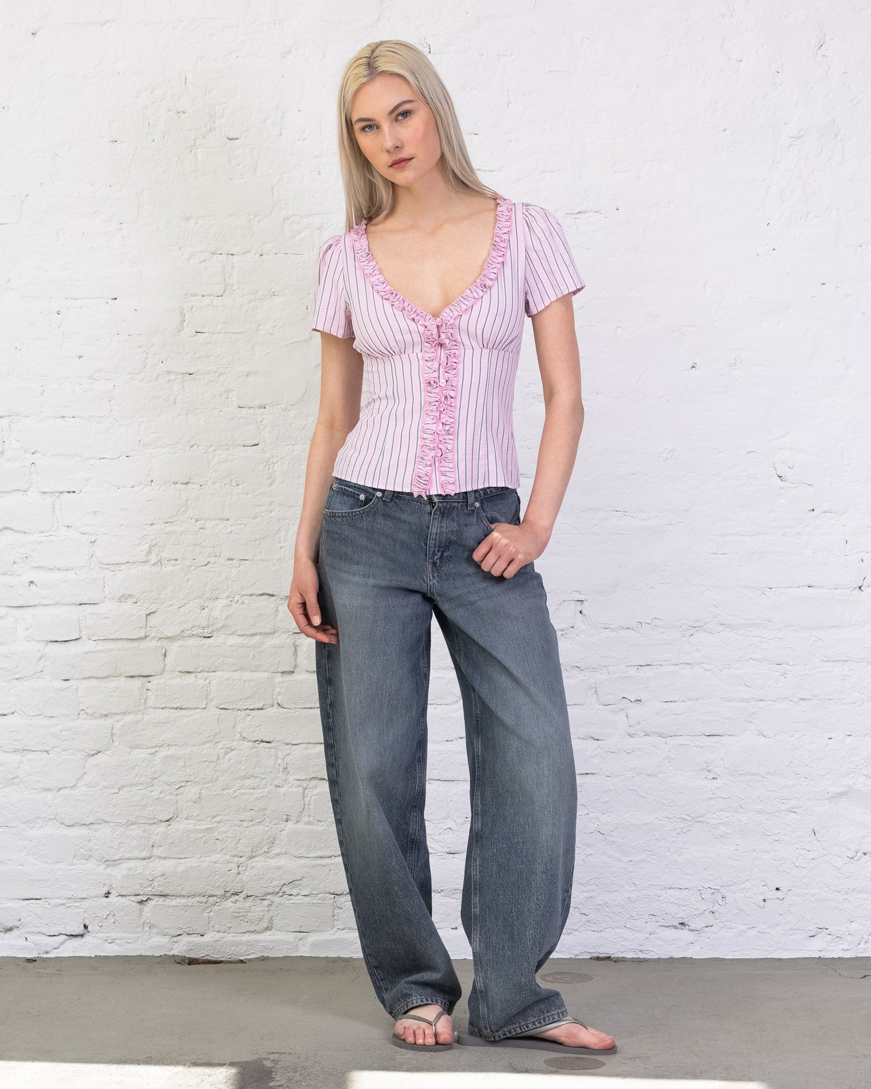 Kurzarm Bluse mit Rüschen