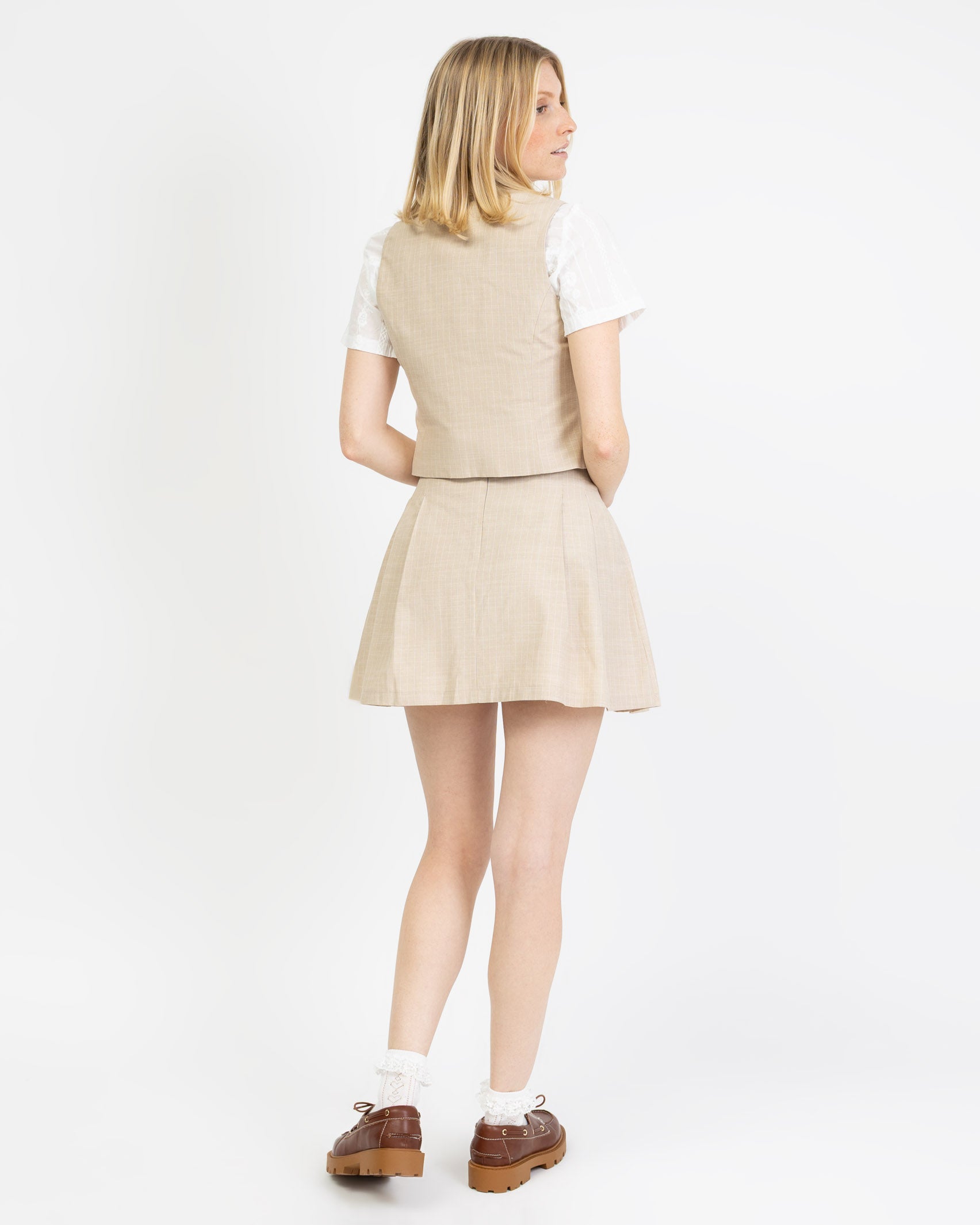 Faltenrock mit Leinenanteil