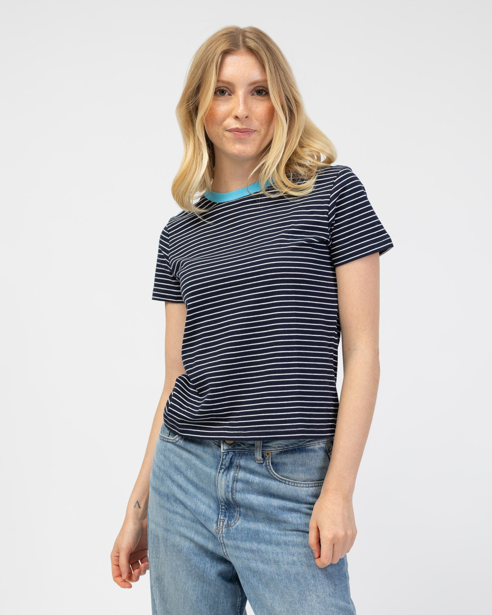 Gestreiftes Basic Kurzarmshirt