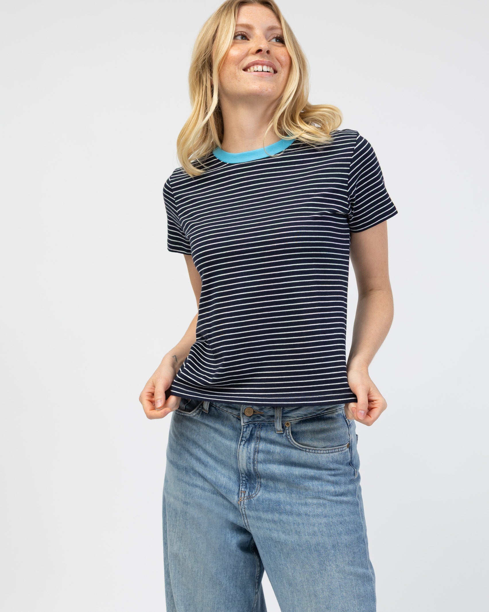 Gestreiftes Basic Kurzarmshirt