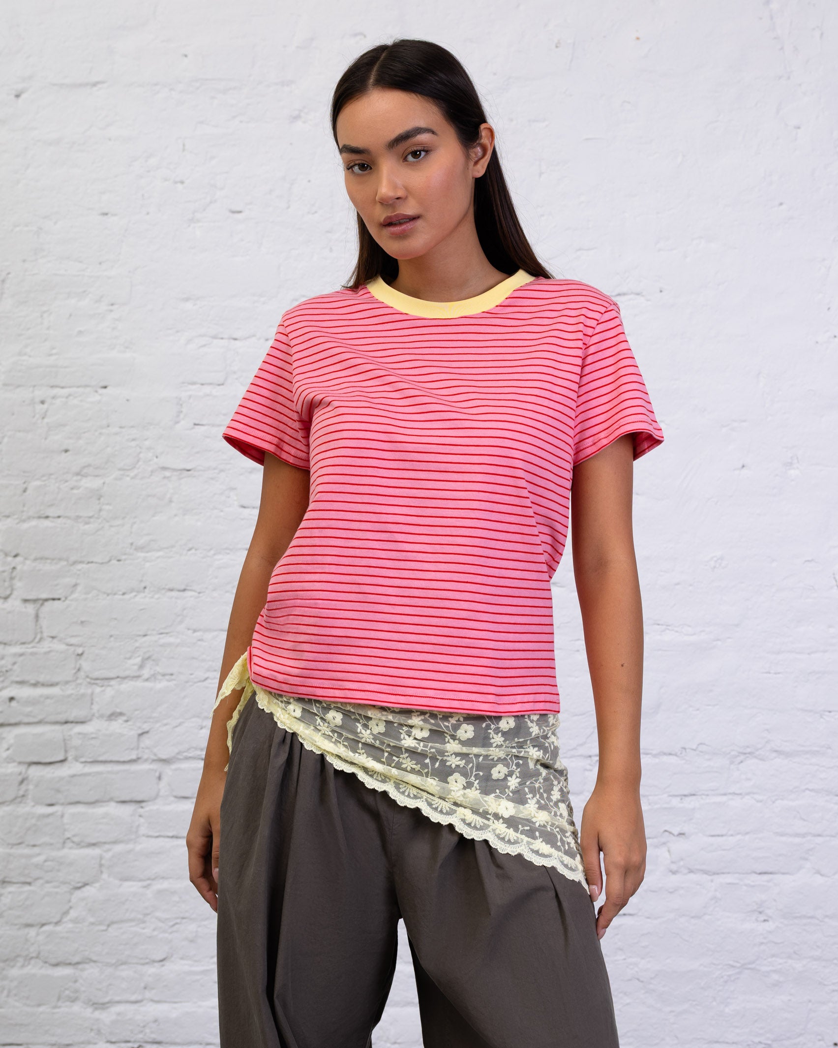 Gestreiftes Basic Kurzarmshirt