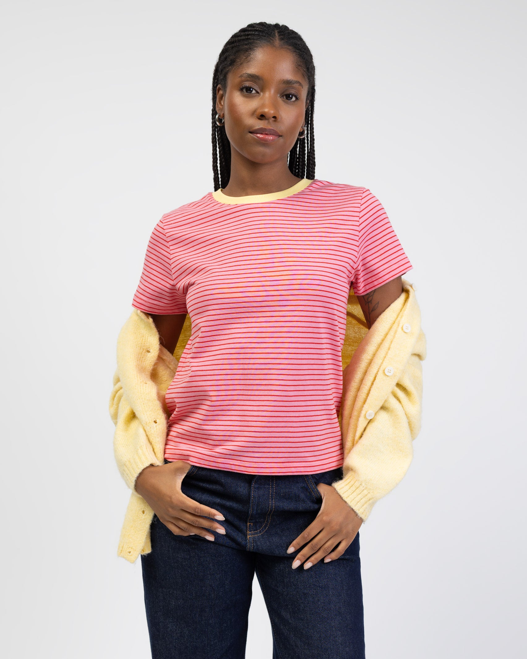 Gestreiftes Basic Kurzarmshirt