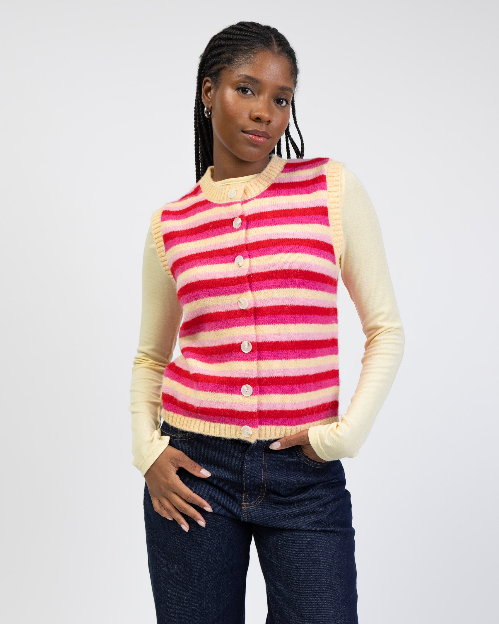 Gestreifter Pullunder mit Rundhalsausschnitt