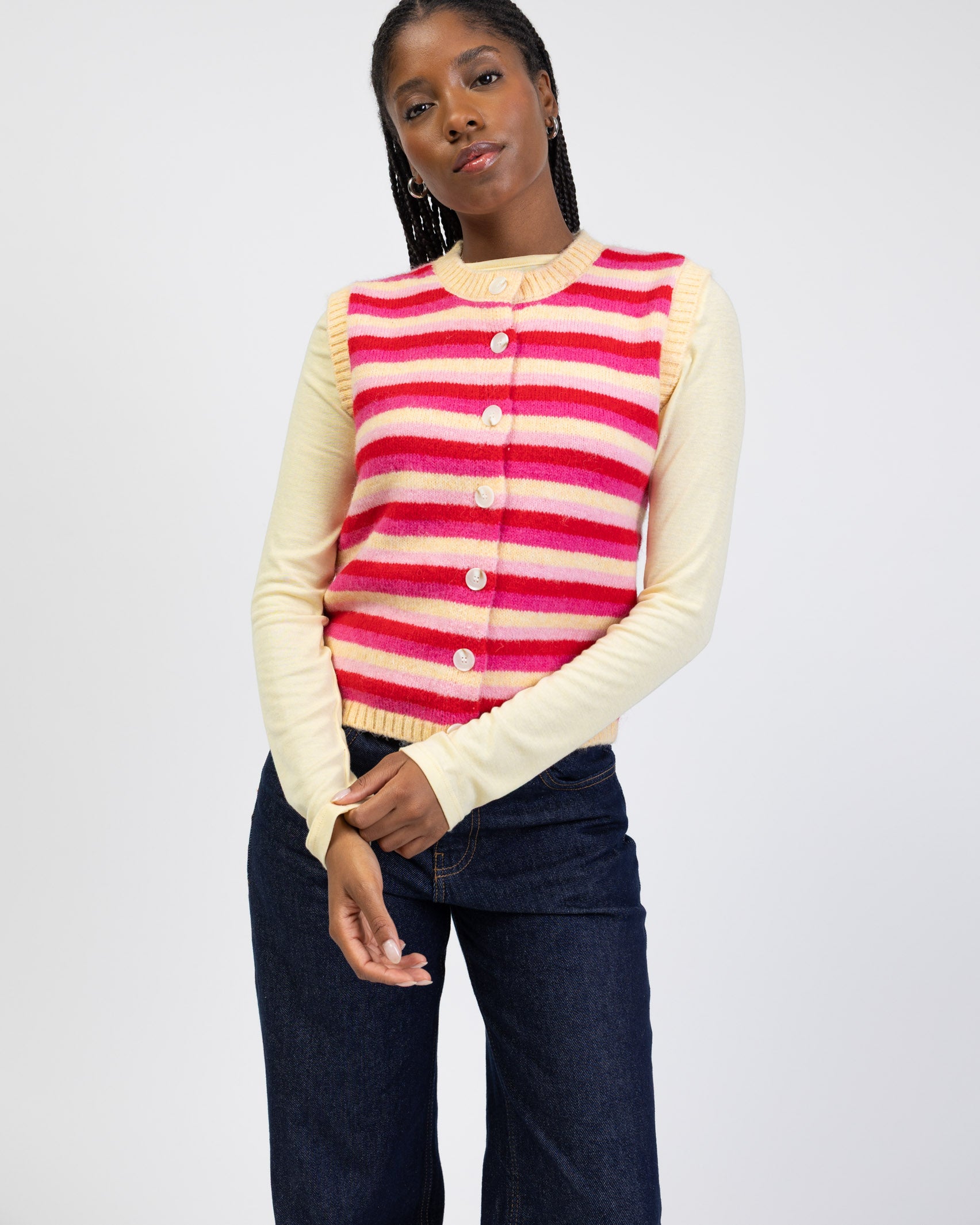 Gestreifter Pullunder mit Rundhalsausschnitt
