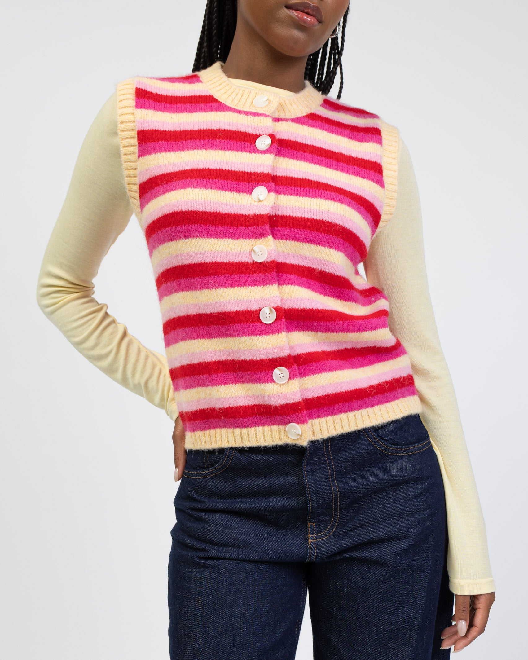 Gestreifter Pullunder mit Rundhalsausschnitt