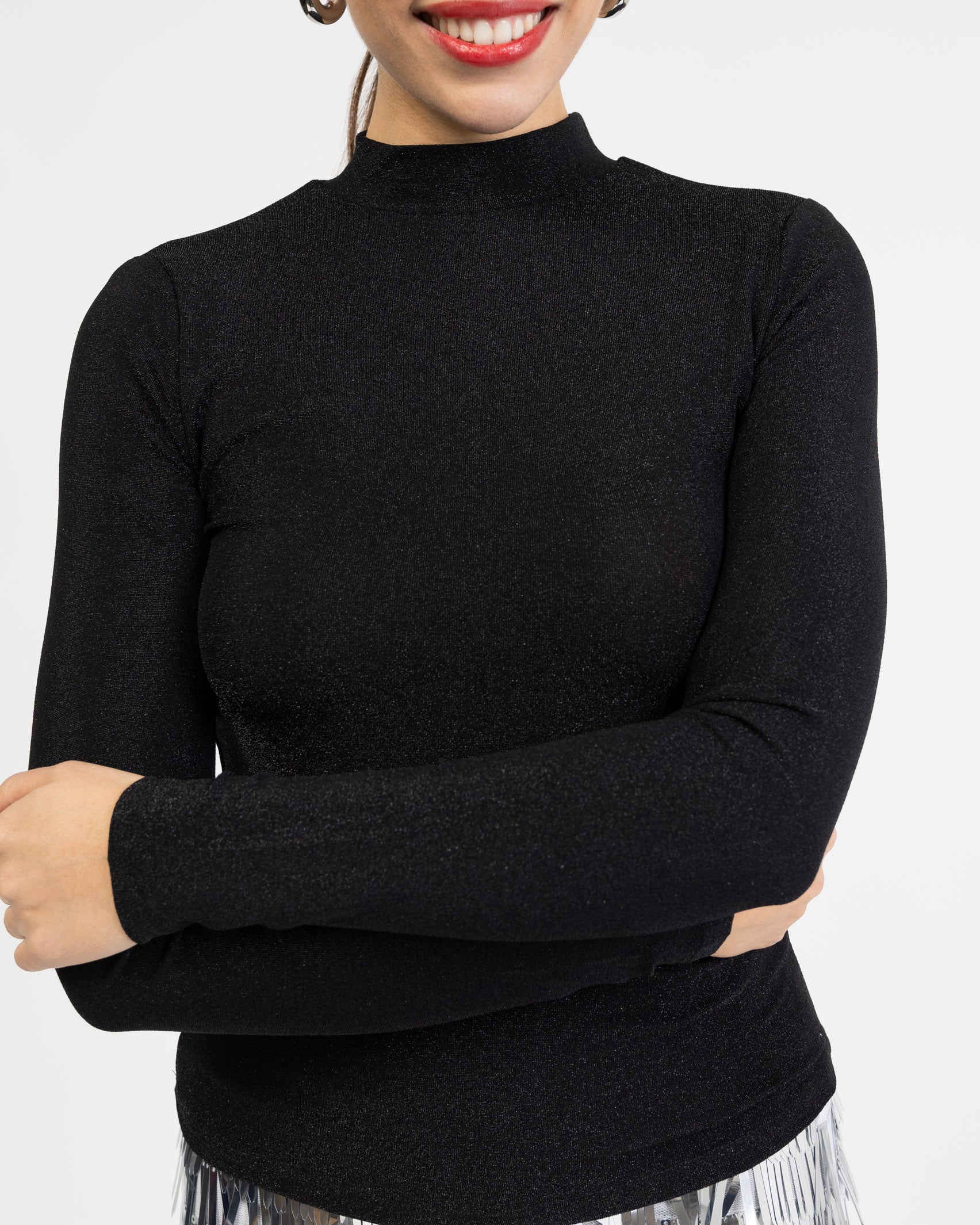 Elegantes Glitzer Langarmshirt