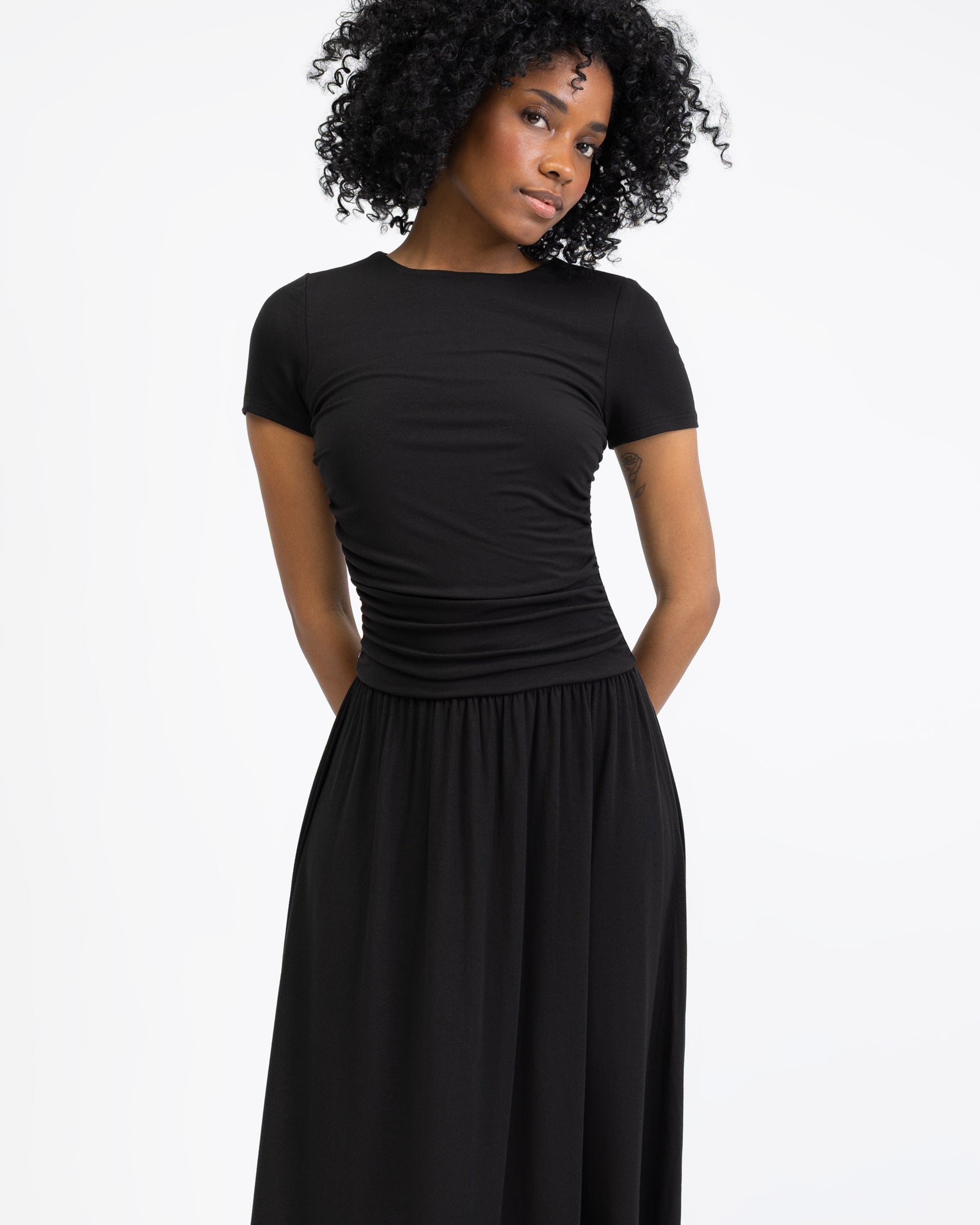 T-Shirt Kleid mit Raffungen