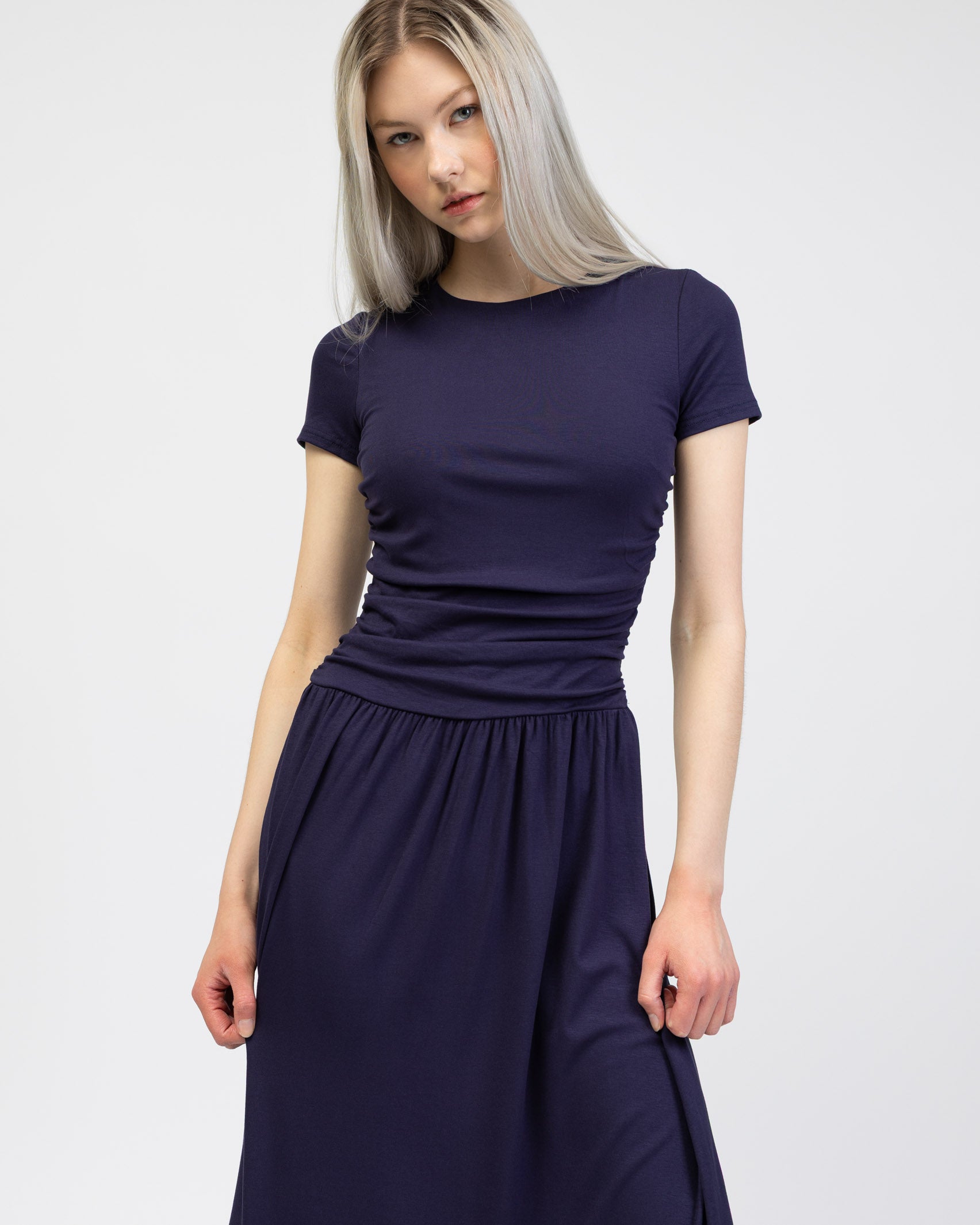 T-Shirt Kleid mit Raffungen