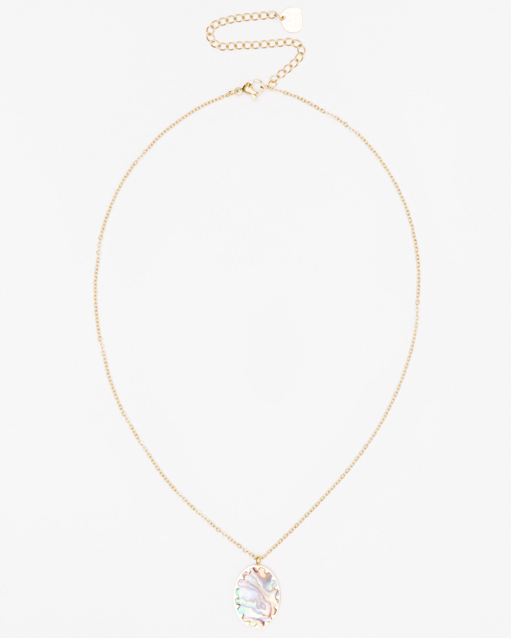 Feine Kette mit ovalem Perlmutt Anhänger - Broke + Schön