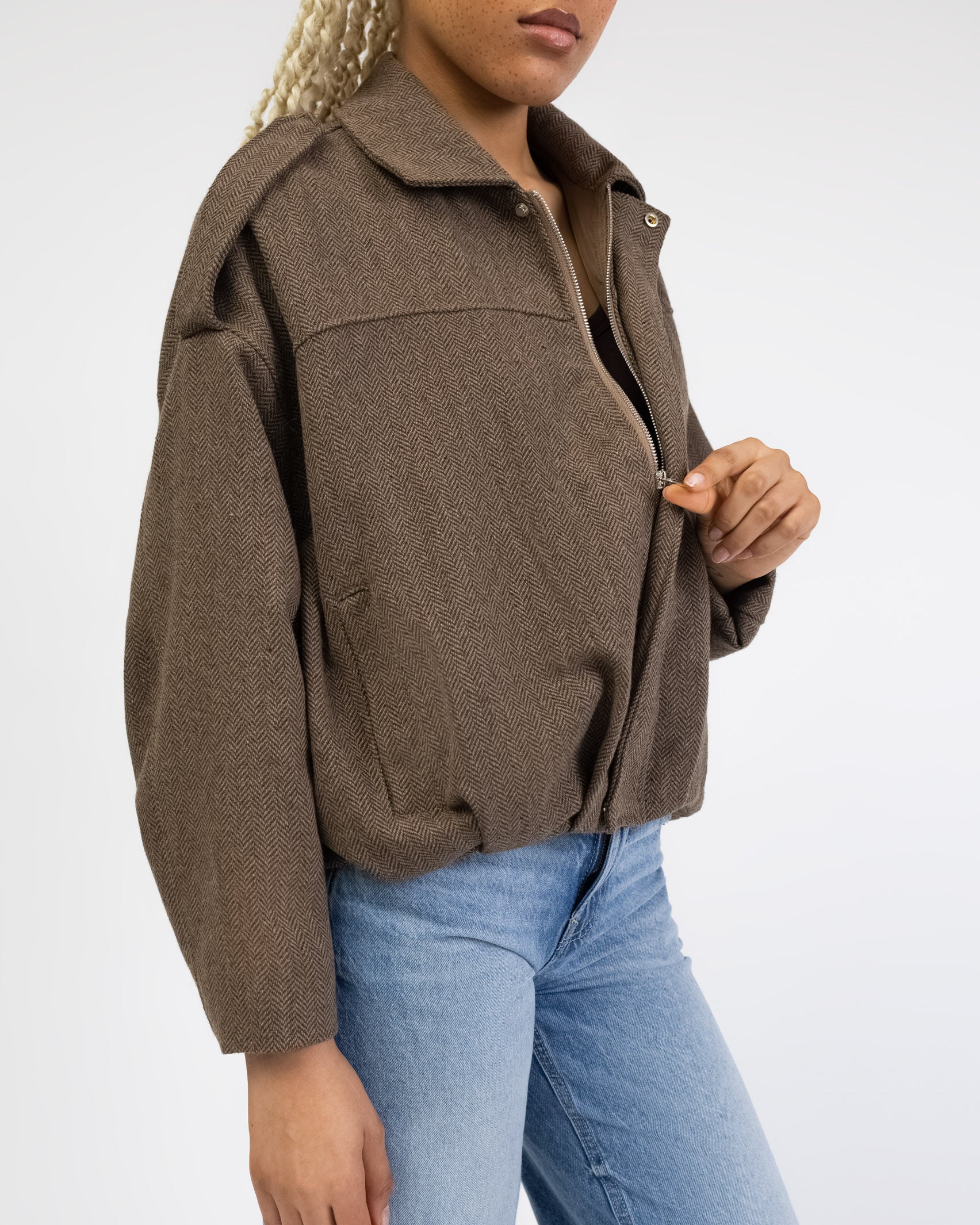 Bomberjacke in Tweed Optik