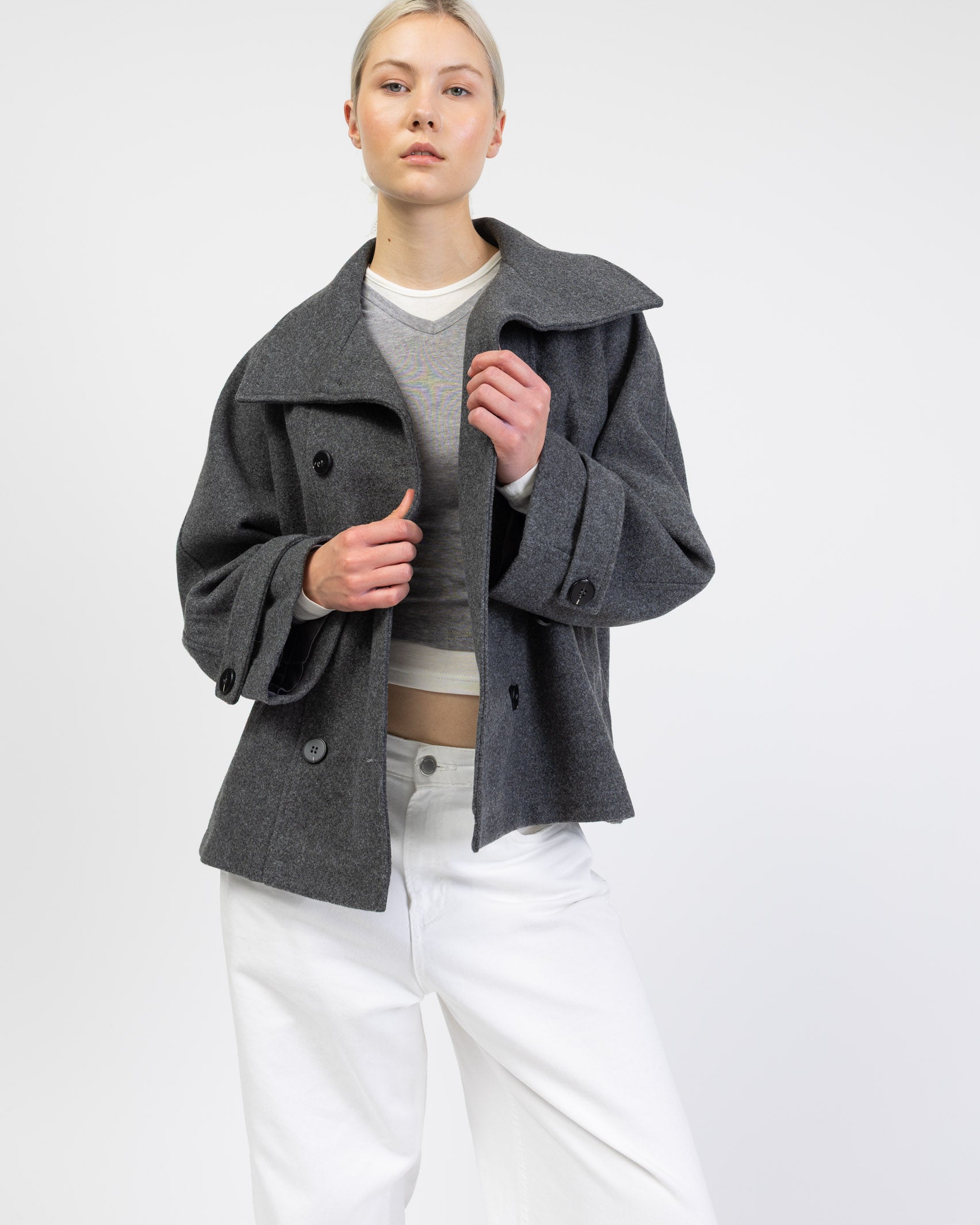 Mantel mit hohem Kragen