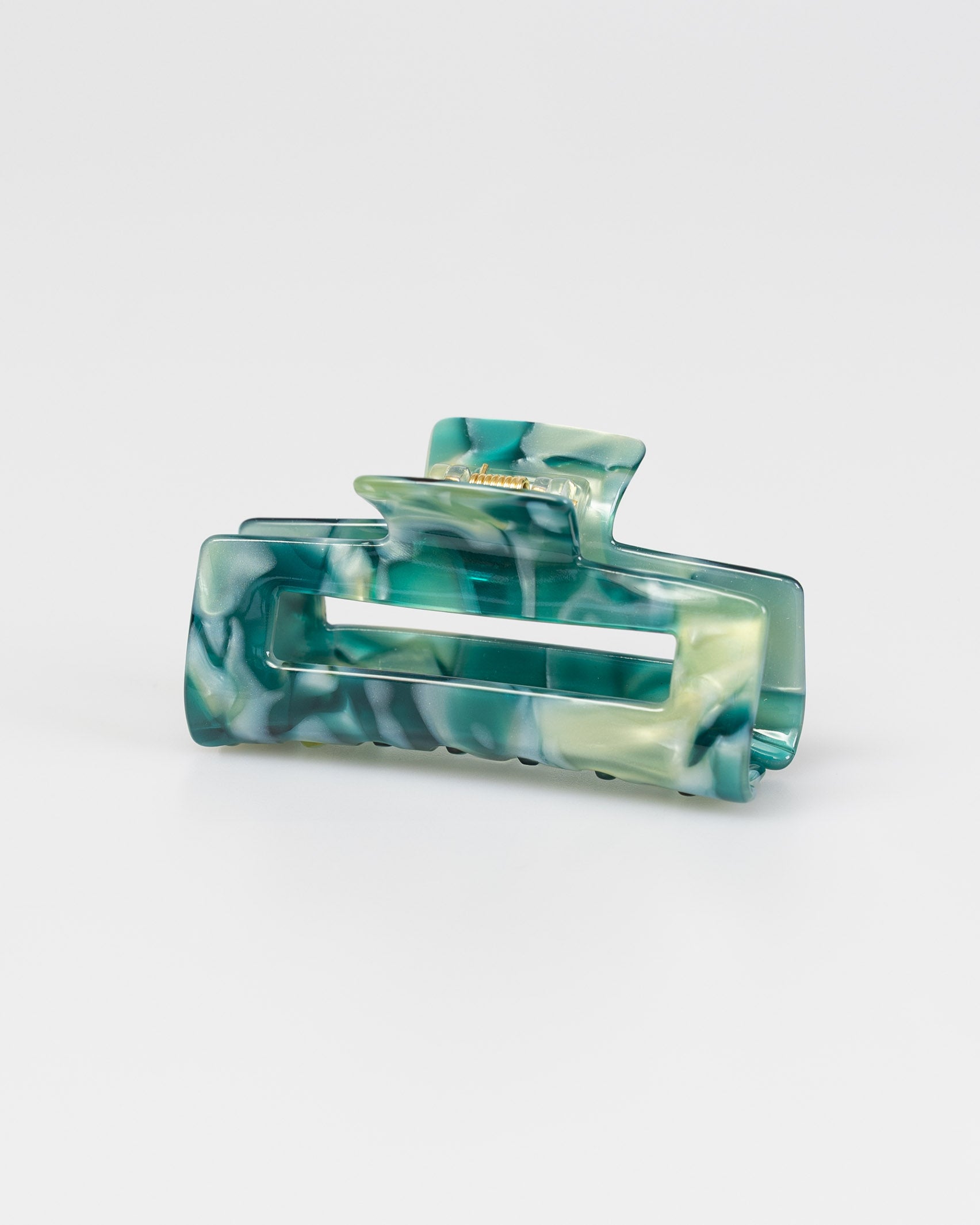 Eckiger Haarclip in Grüntönen