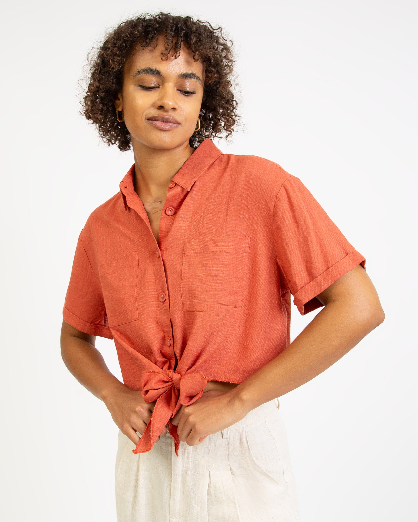 Leinen Bluse zum Knoten-Broke+Schön